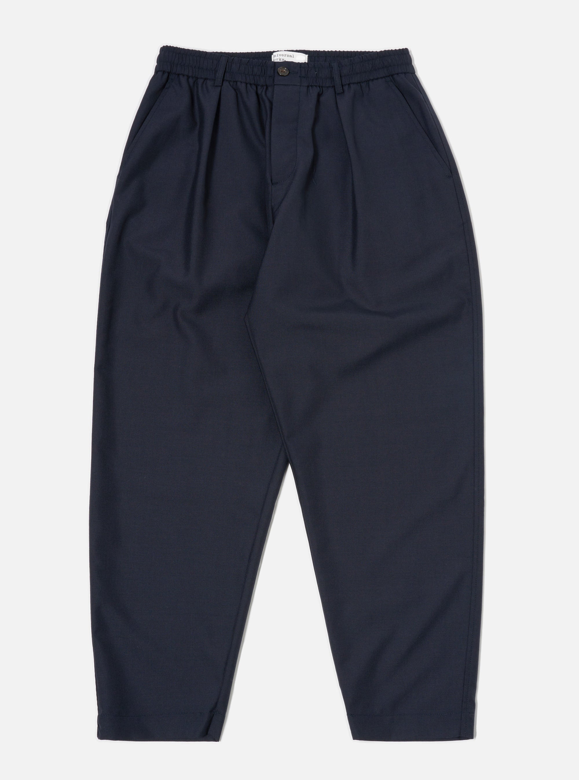 Navy Tropical Suiting Pleated Track Pant