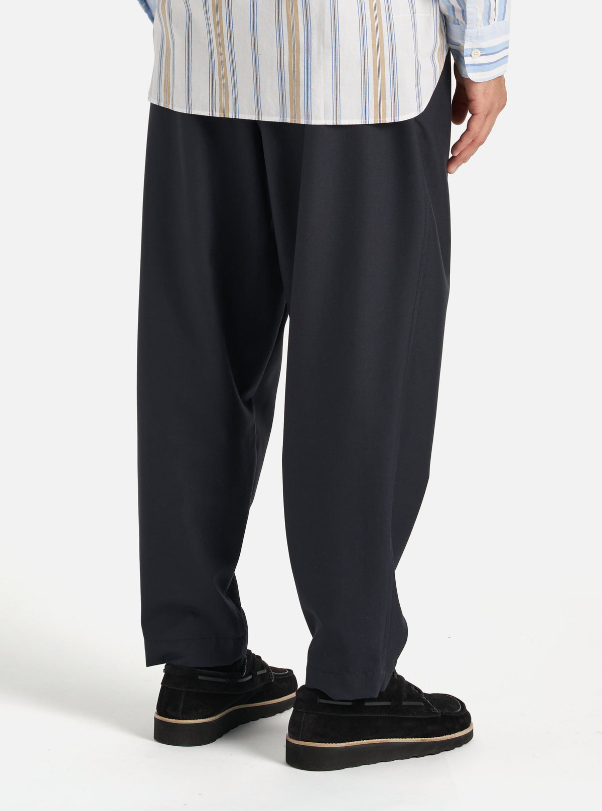 Navy Tropical Suiting Pleated Track Pant