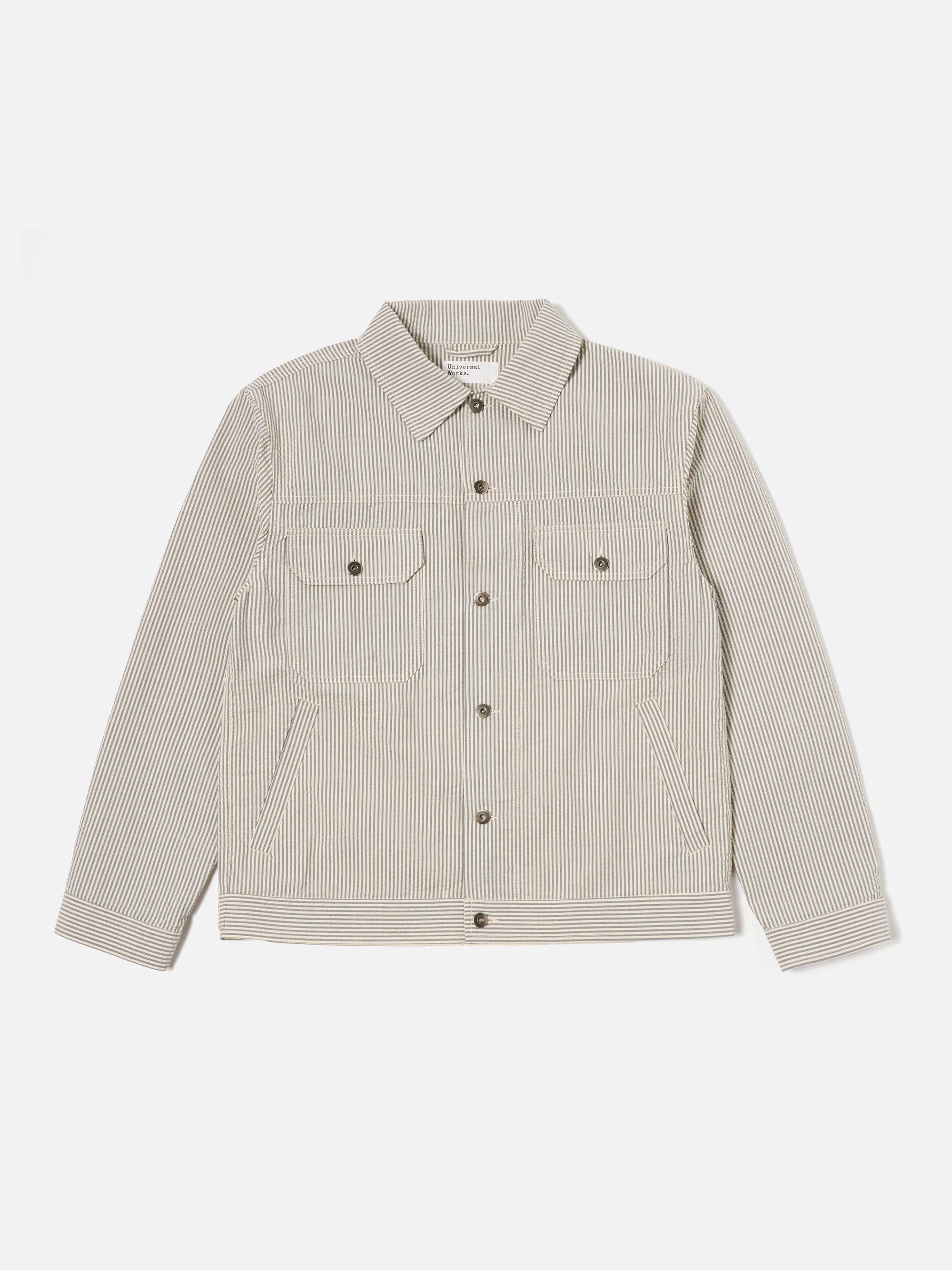 Grey Derby Stripe Trucker Jacket