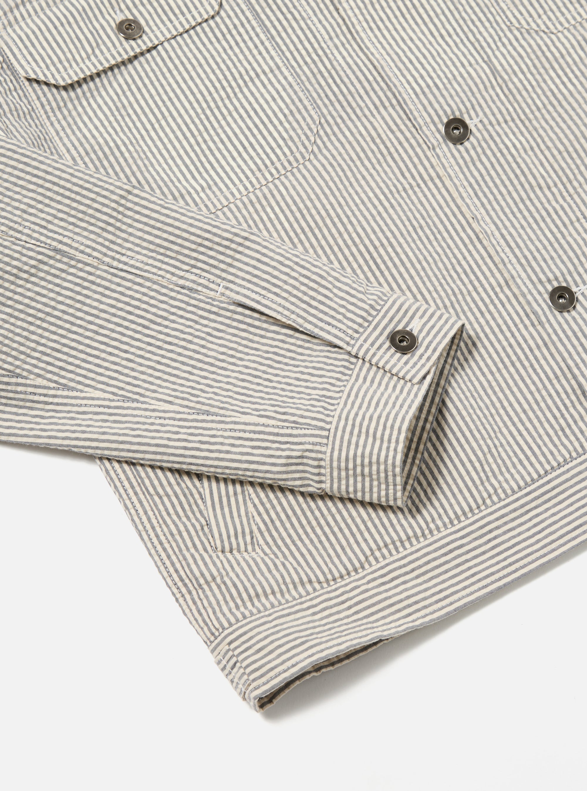 Grey Derby Stripe Trucker Jacket