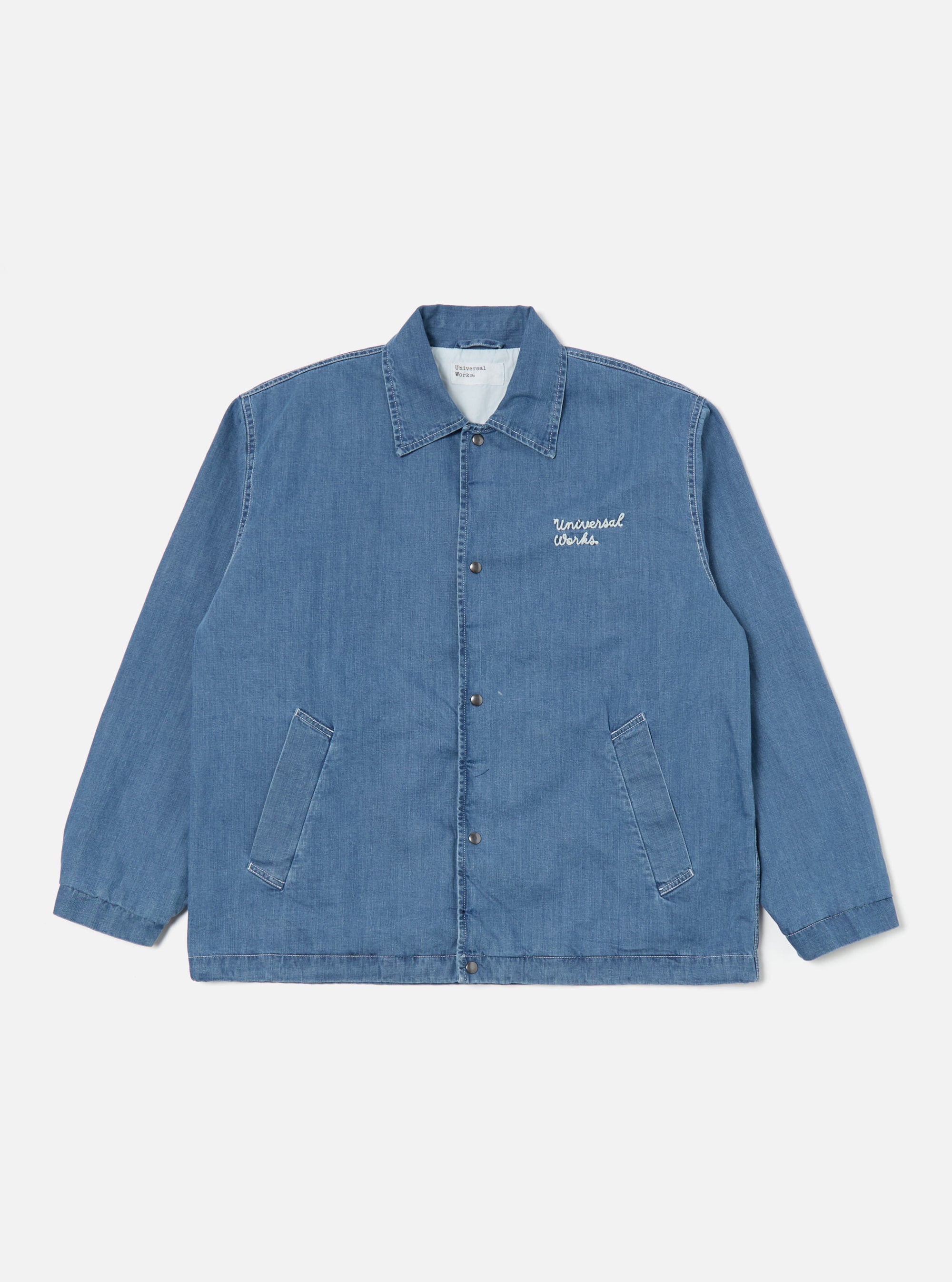 Washed Indigo 8oz Organic Denim Head Coach Jacket
