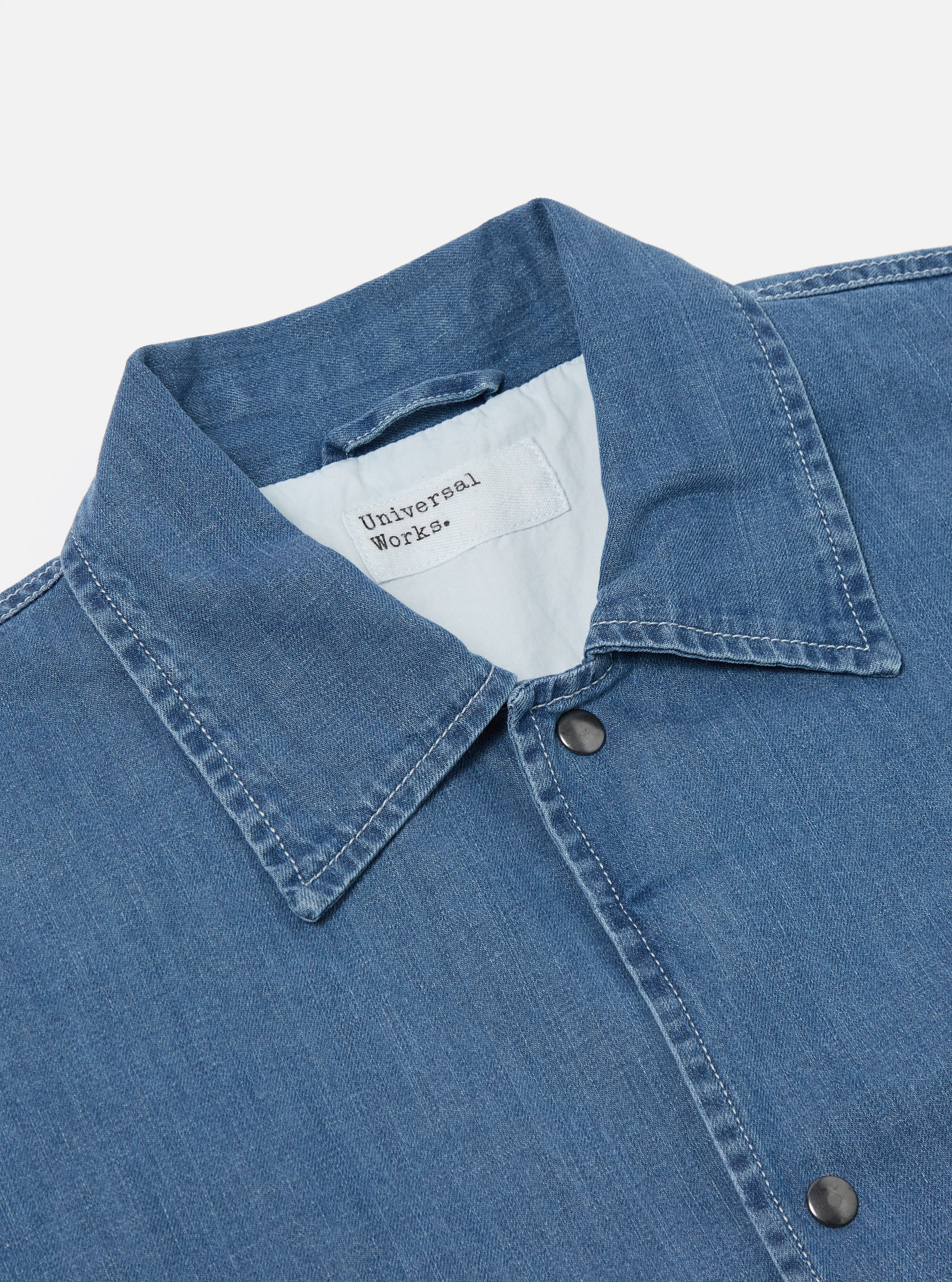 Washed Indigo 8oz Organic Denim Head Coach Jacket
