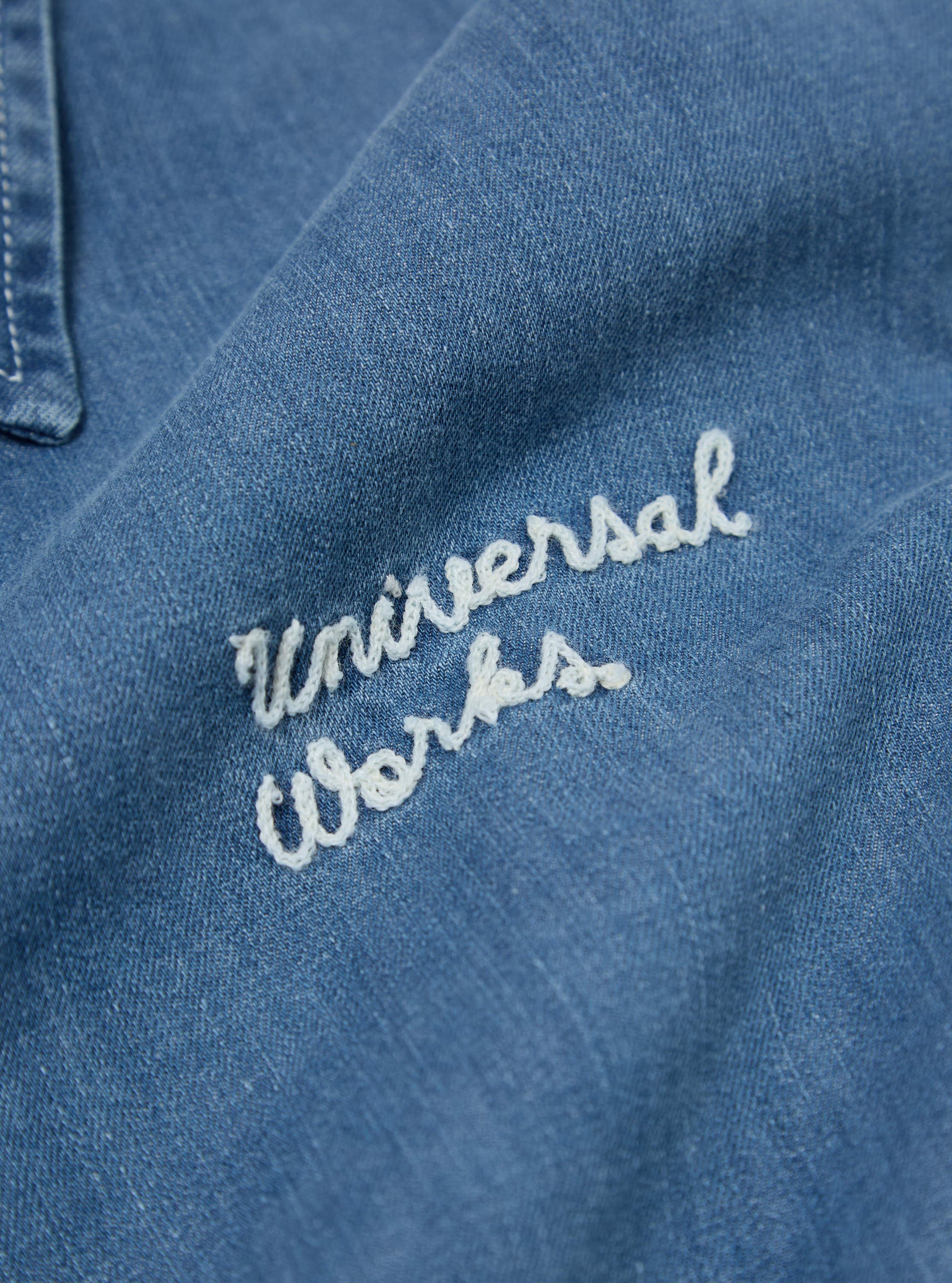 Washed Indigo 8oz Organic Denim Head Coach Jacket
