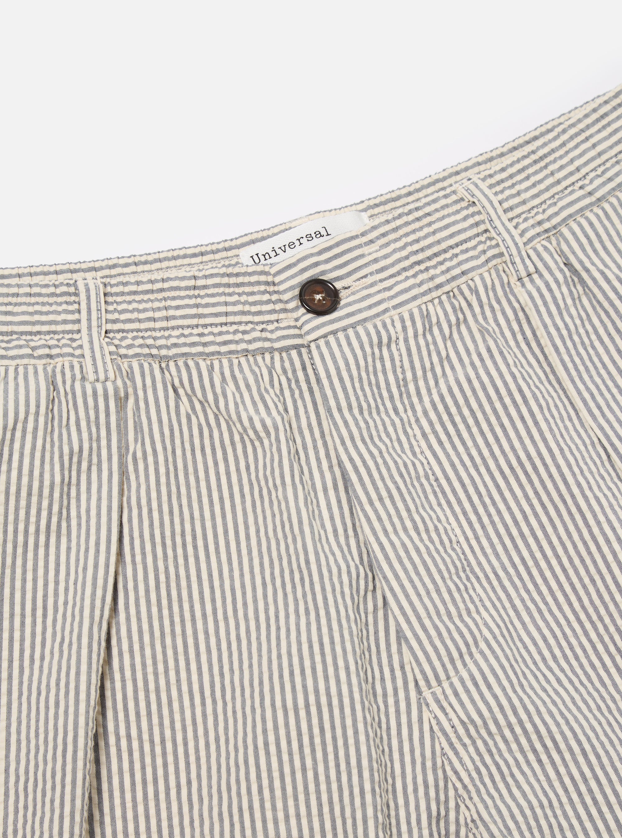 Grey Derby Stripe Pleated Track Short