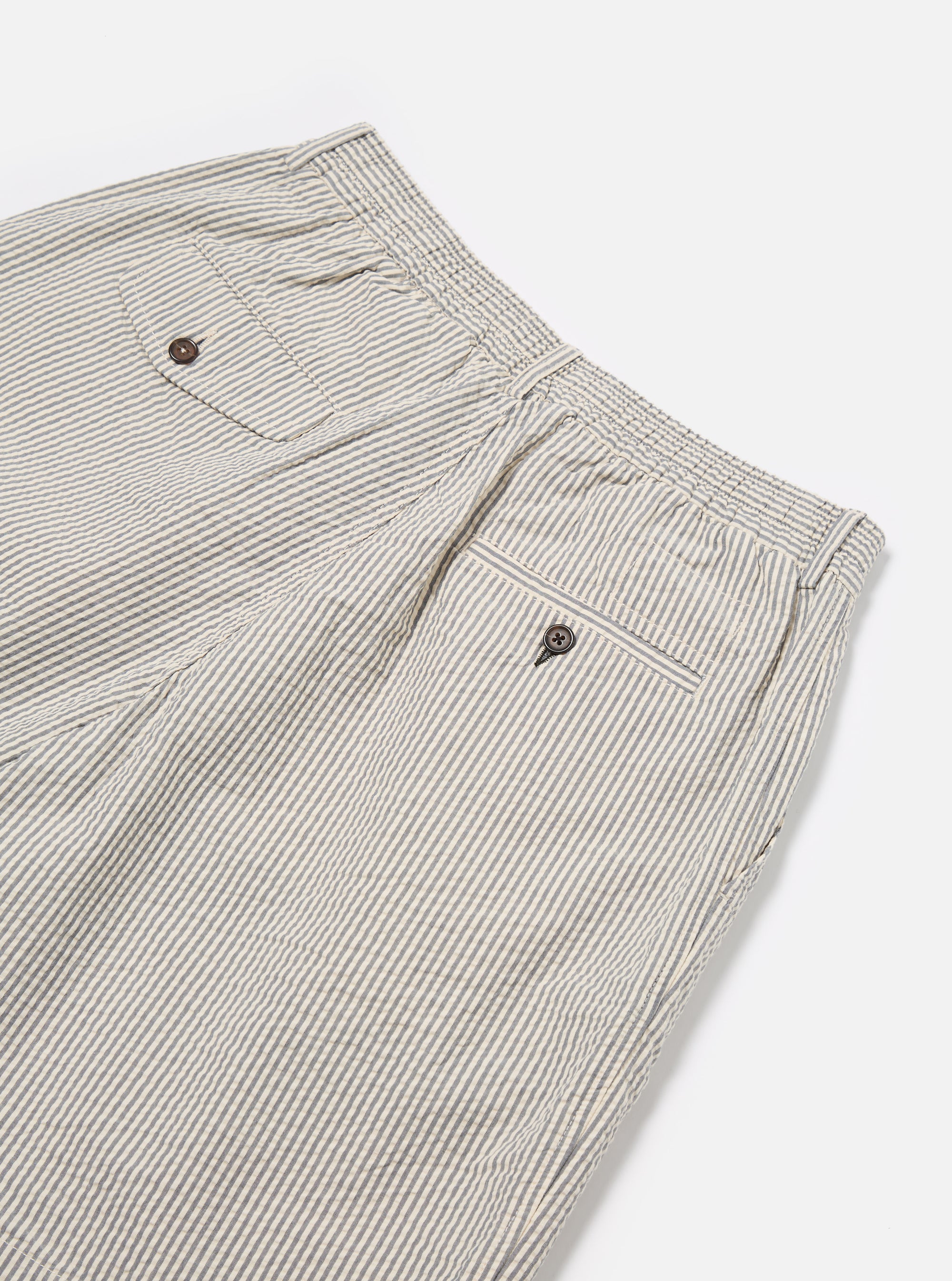 Grey Derby Stripe Pleated Track Short