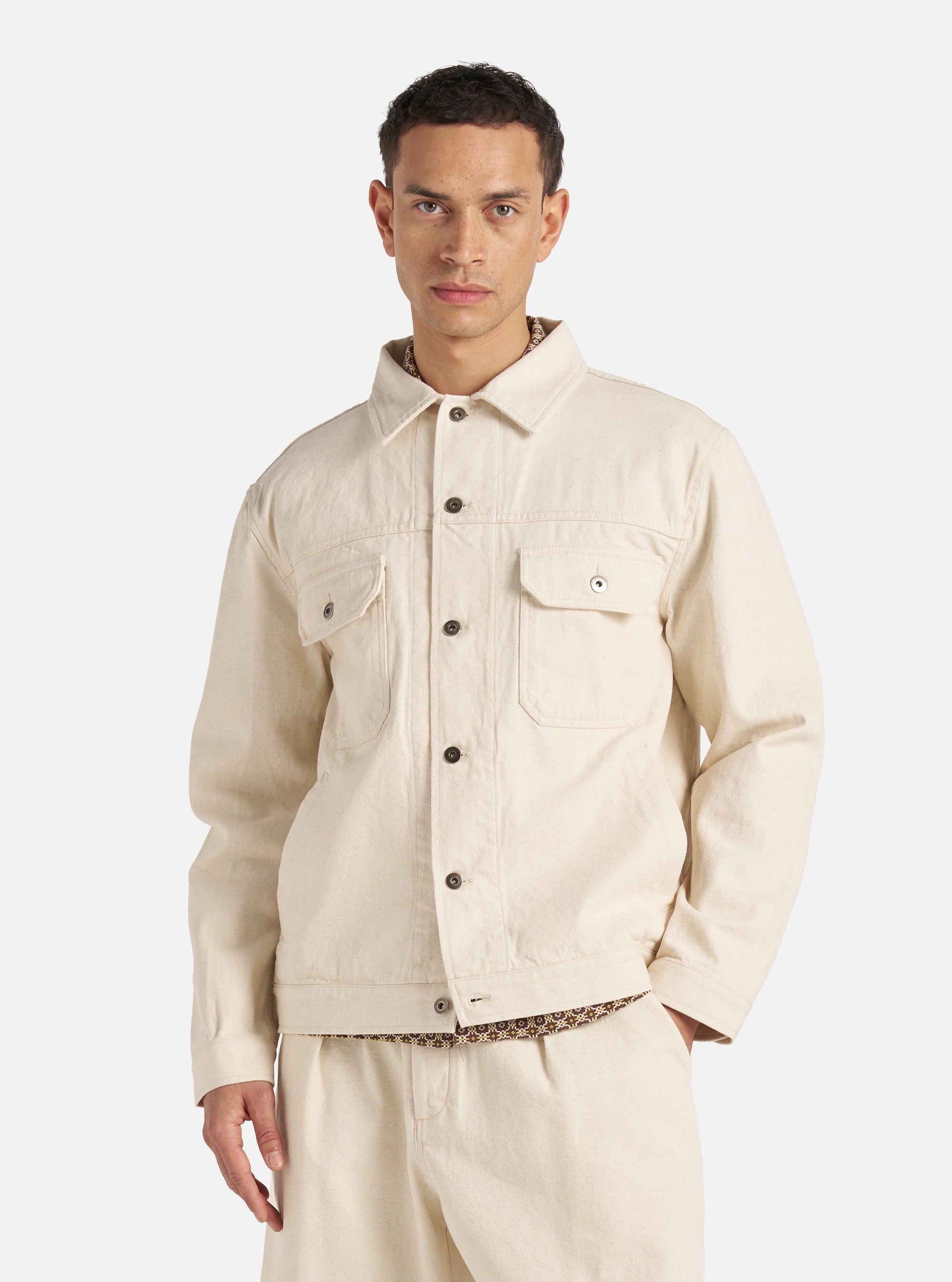 Ecru Recycled Cotton Trucker Jacket