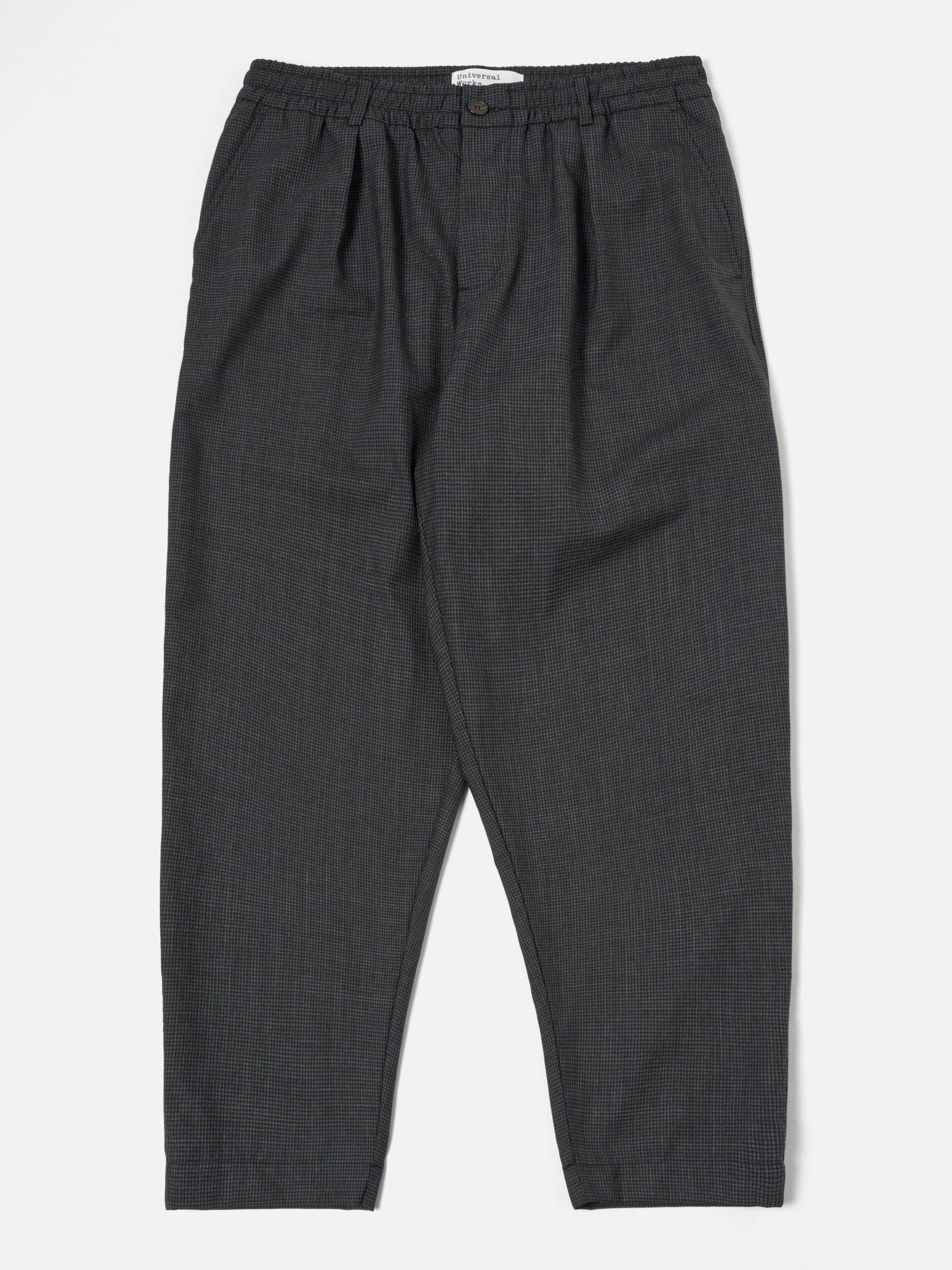 Black Mini Check Pleated Track Pant