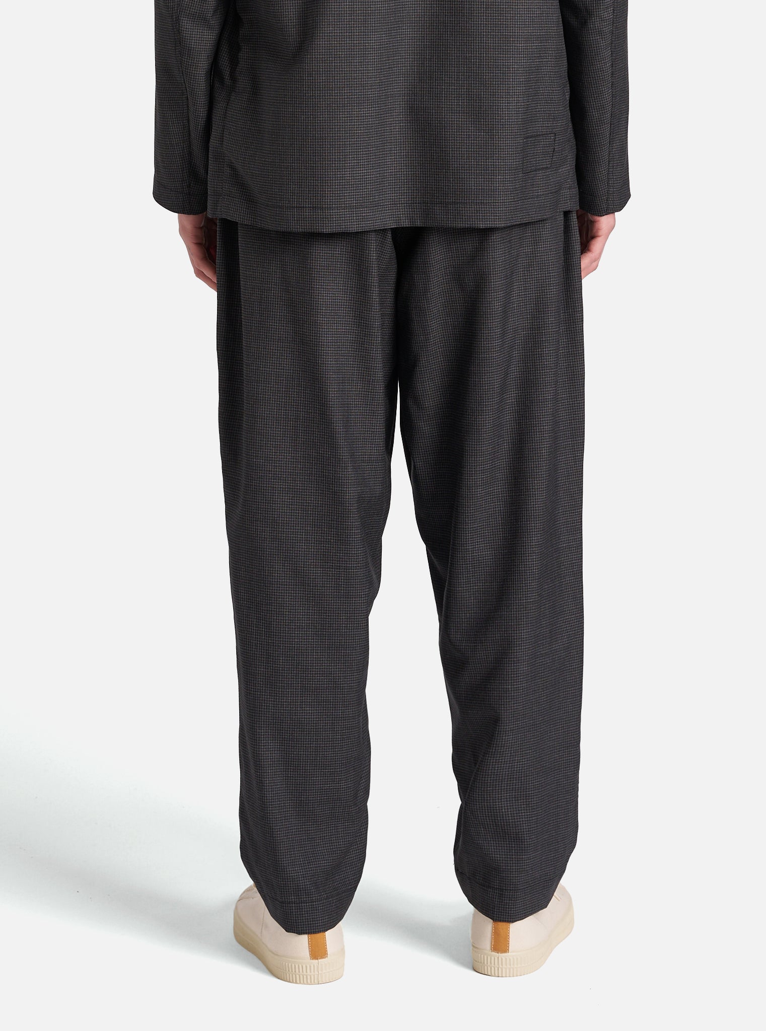 Black Mini Check Pleated Track Pant