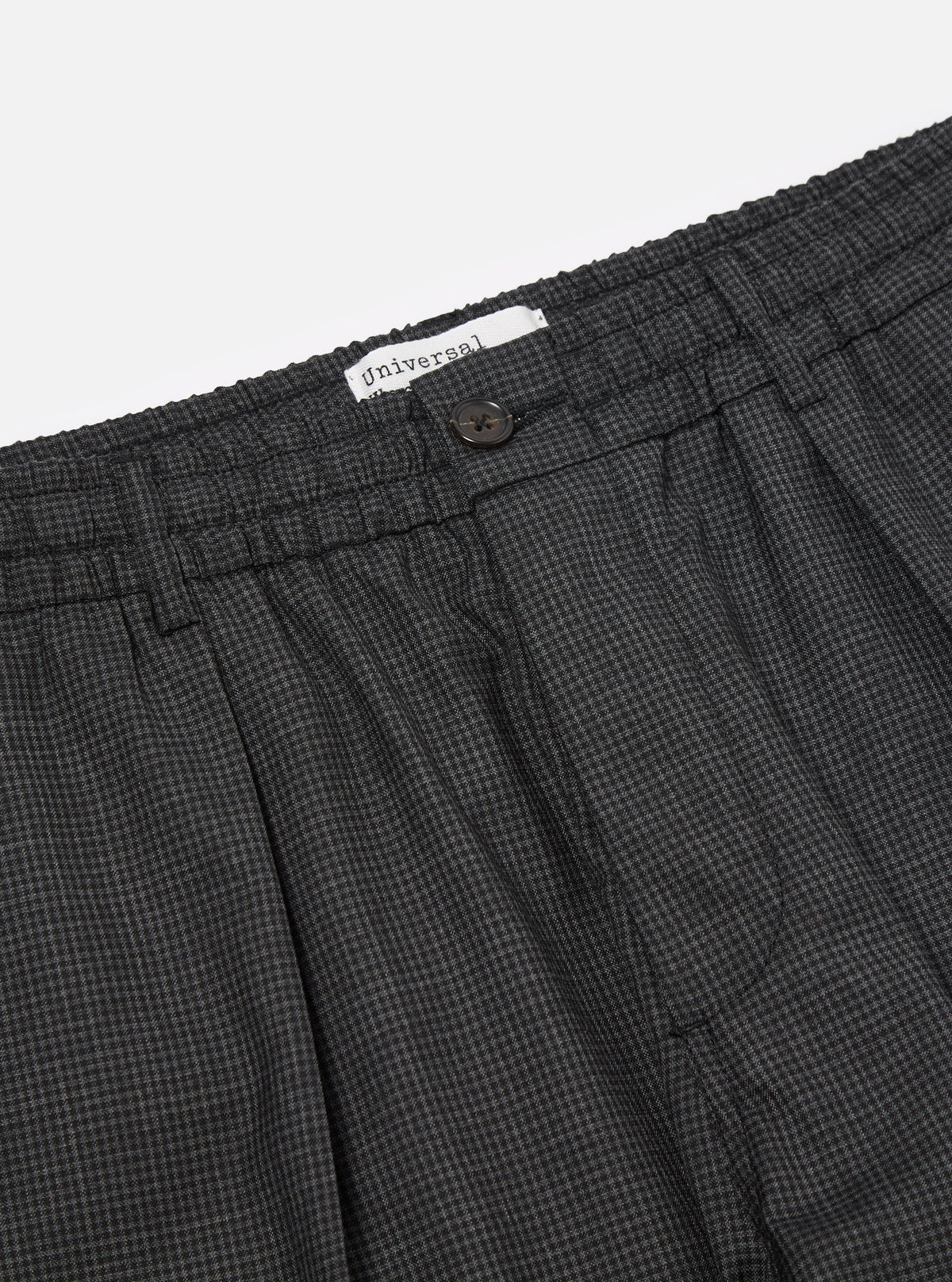 Black Mini Check Pleated Track Pant