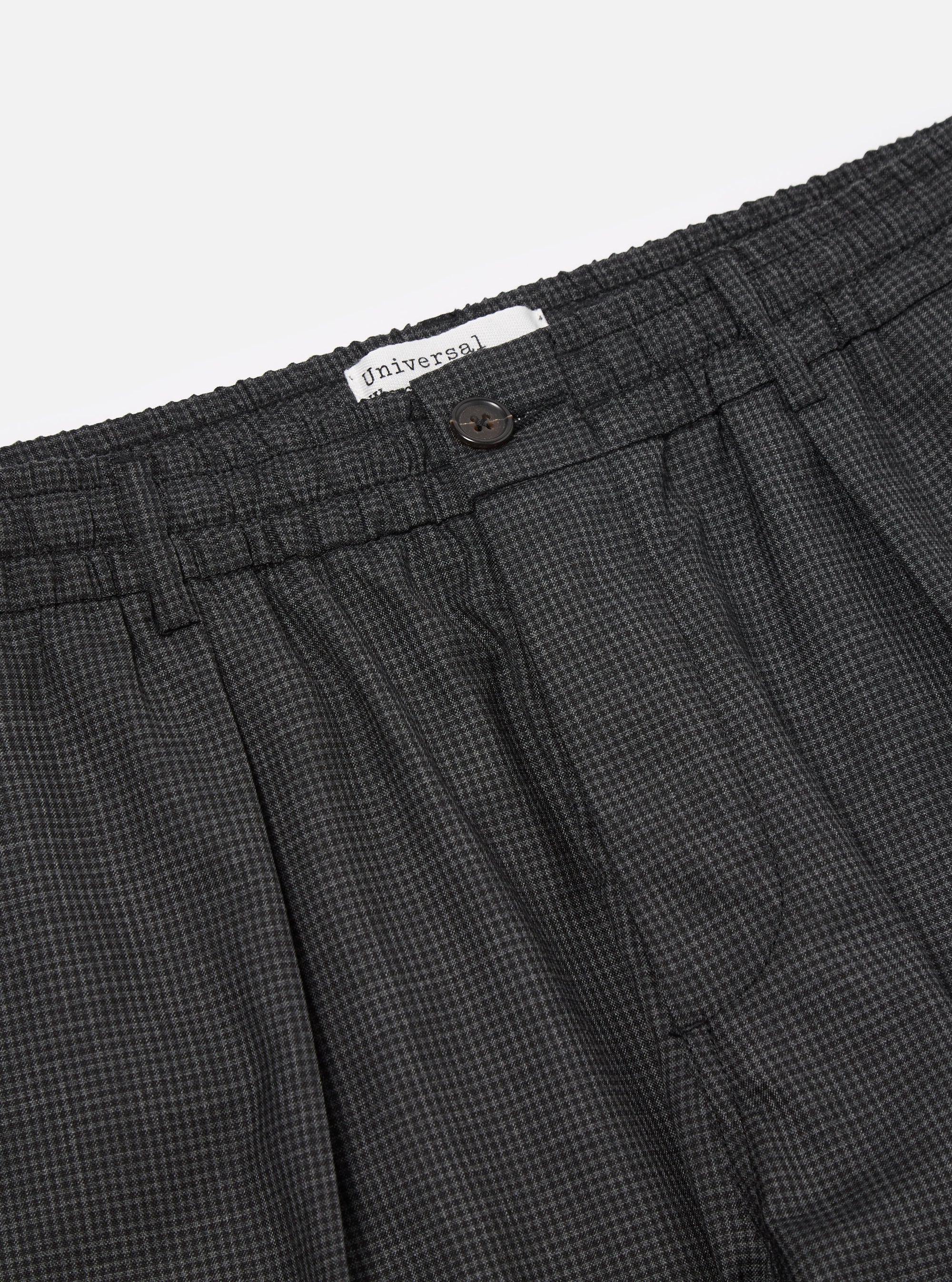 Black Mini Check Pleated Track Pant