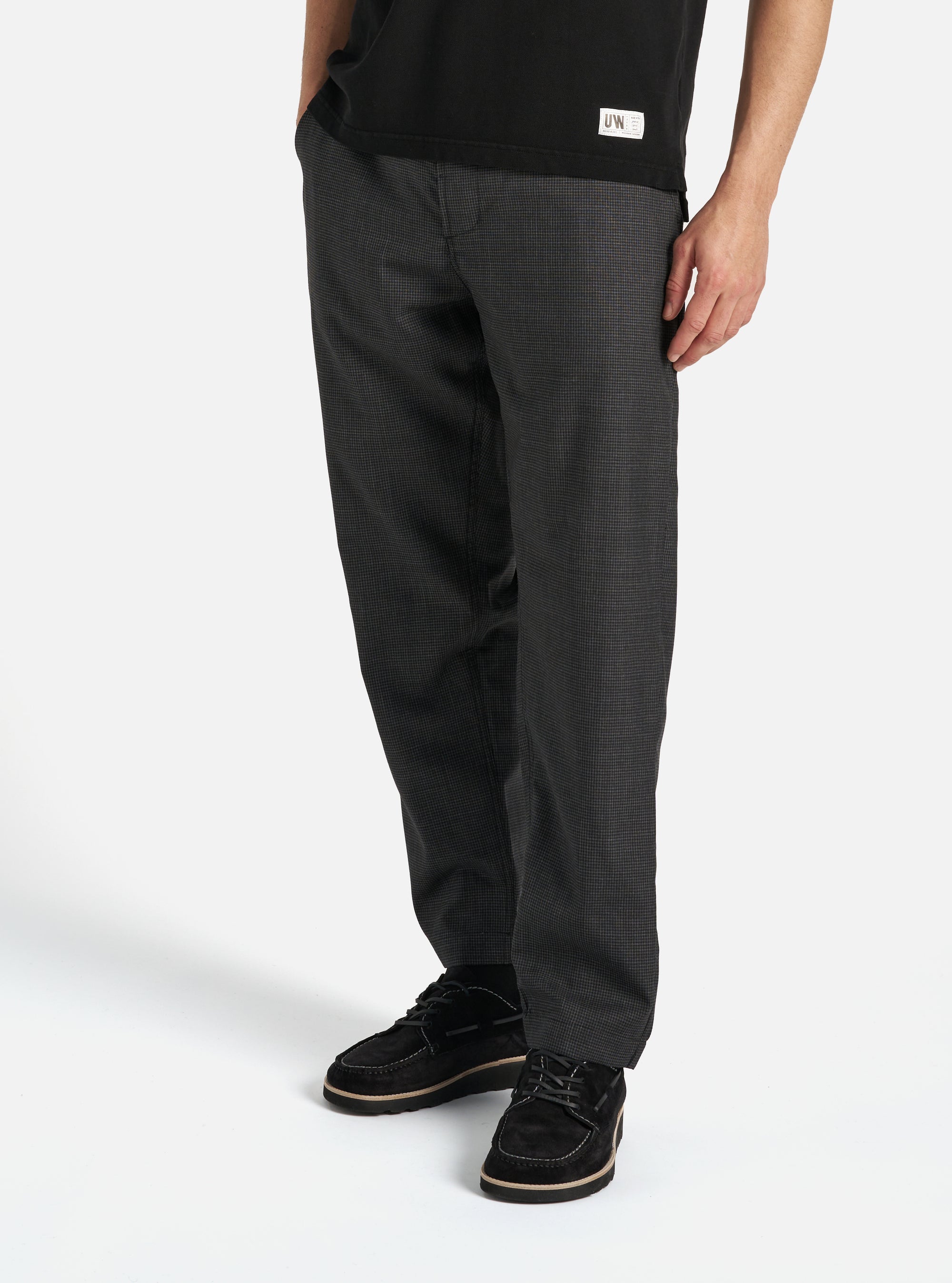 Black Mini Check Military Chino