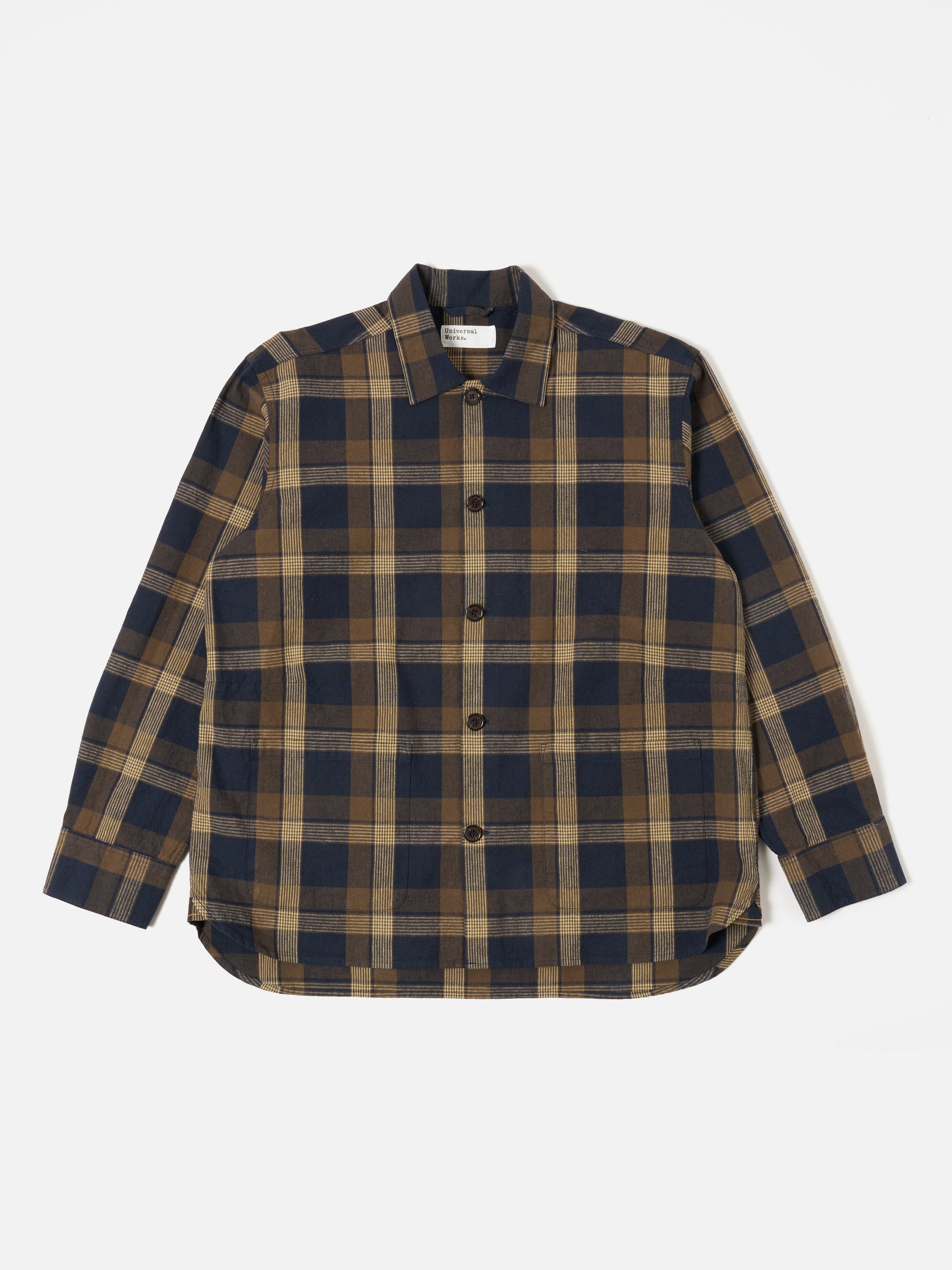 Navy/Brown Lincot Big Check Travail Overshirt