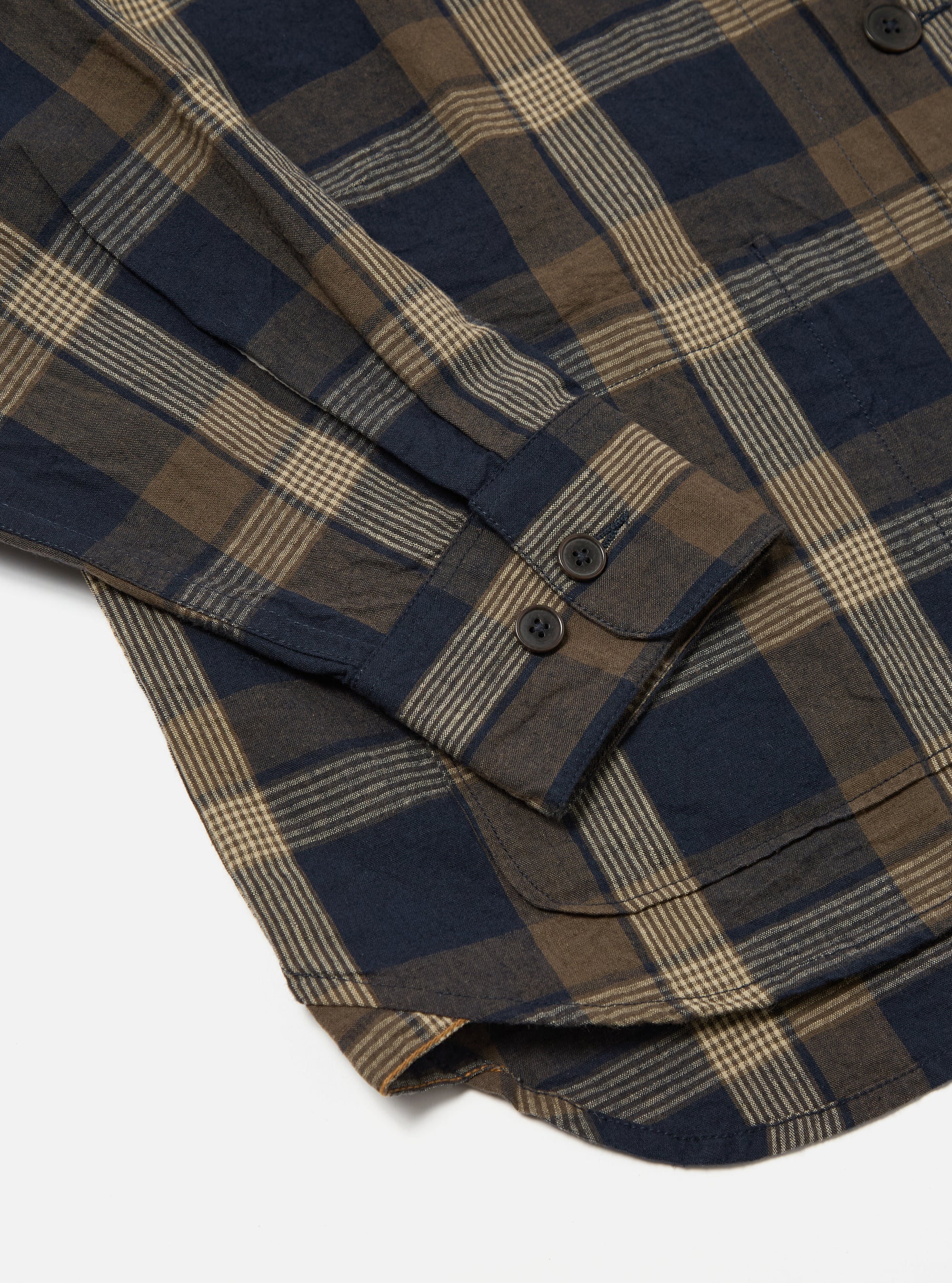 Navy/Brown Lincot Big Check Travail Overshirt