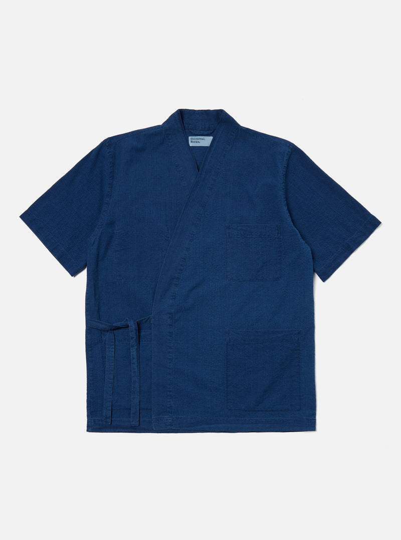 Washed Indigo Seersucker S/S Kyoto Shirt