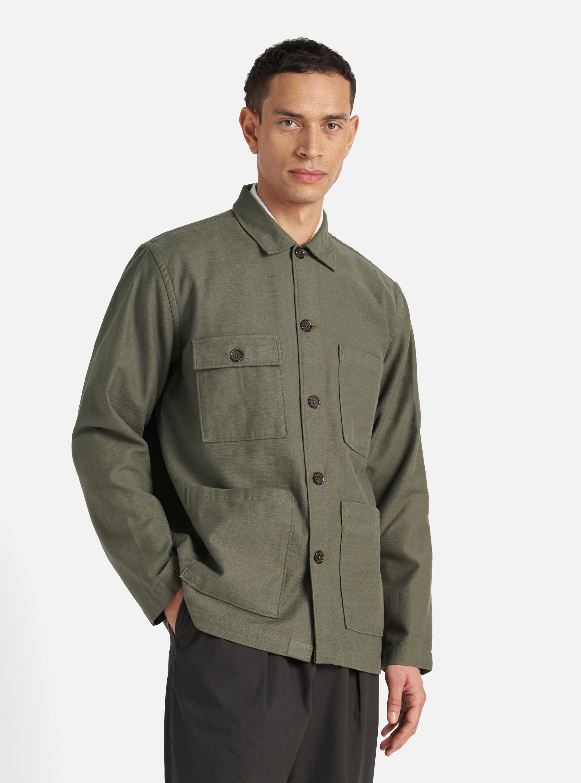 Olive Slub Sateen Dockside Jacket