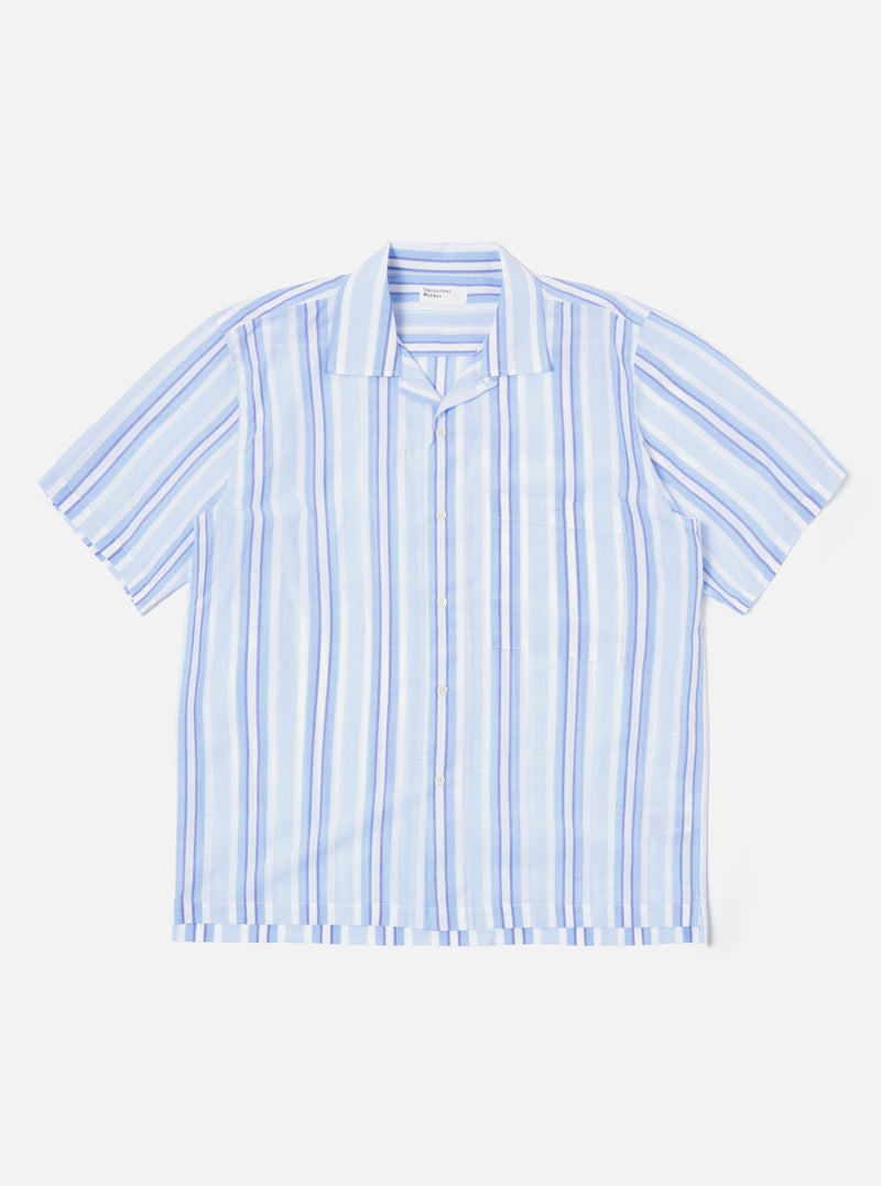 White/Blue Pop Stripe Two Camp Shirt