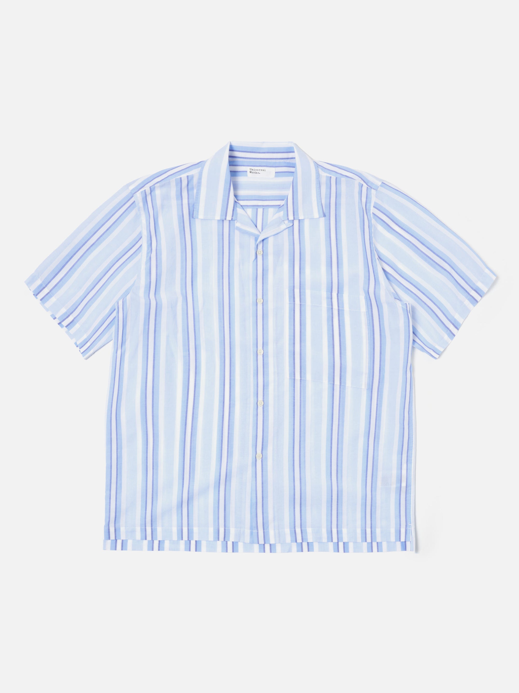 White/Blue Pop Stripe Two Camp Shirt