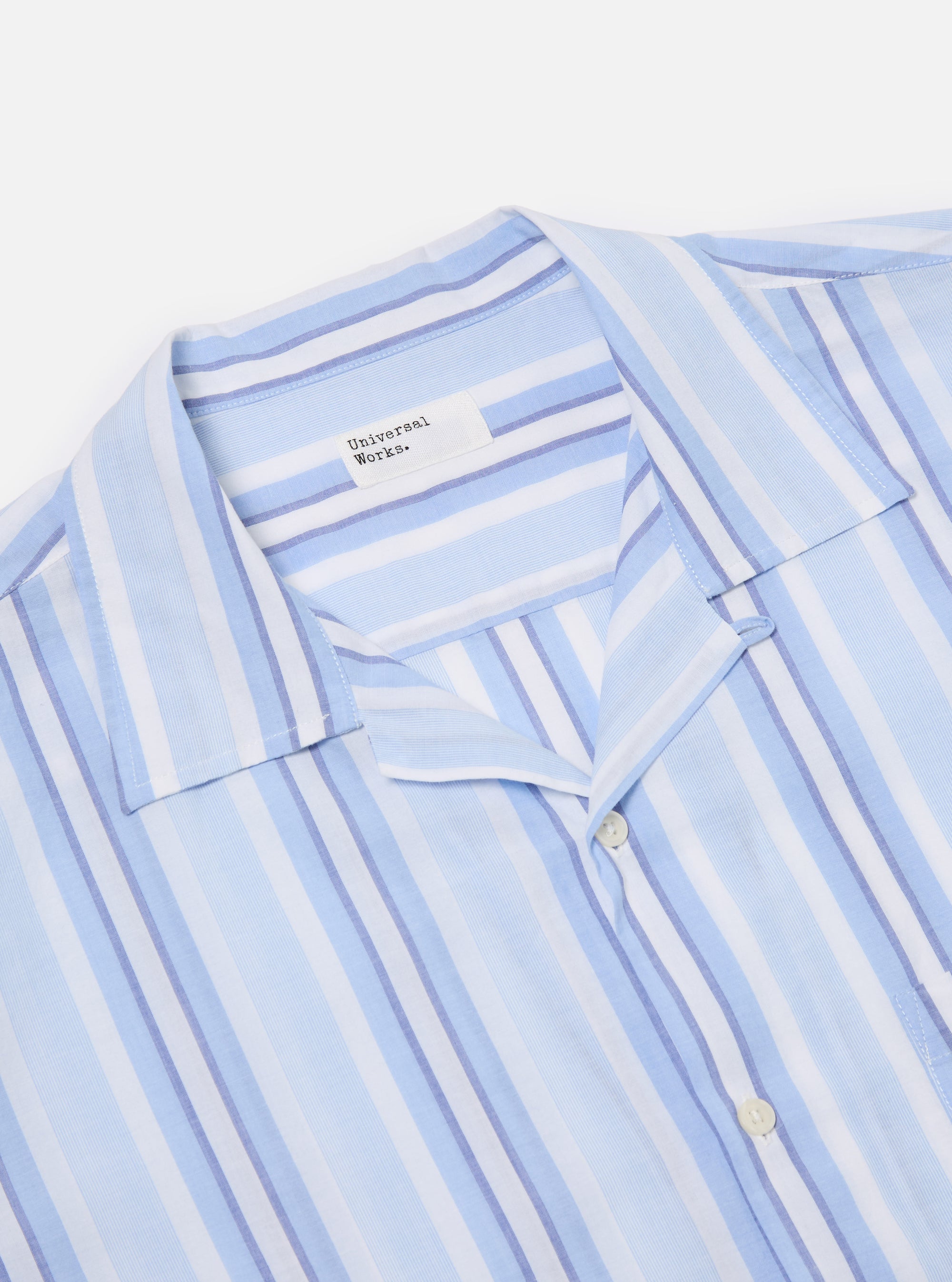 White/Blue Pop Stripe Two Camp Shirt