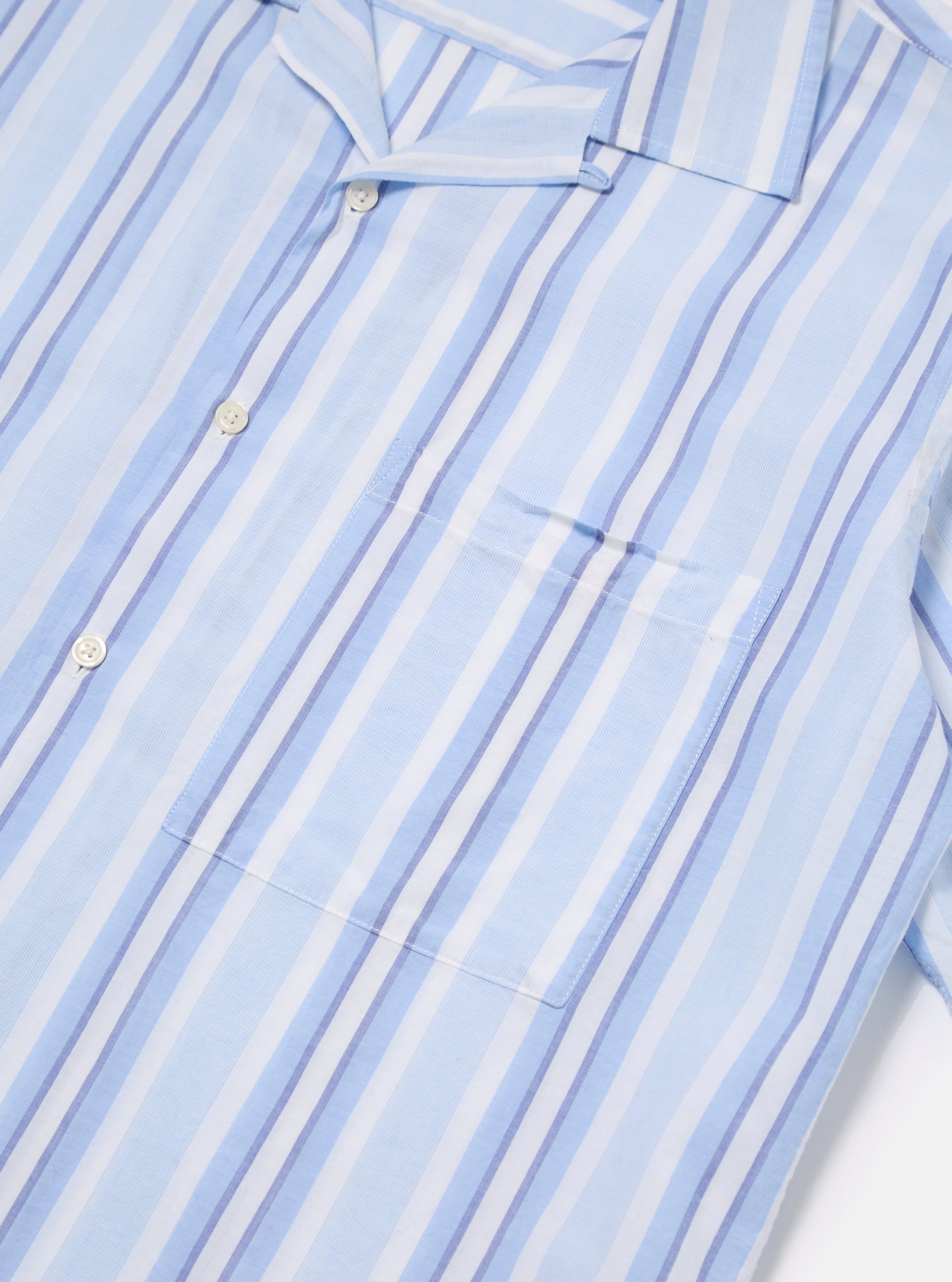 White/Blue Pop Stripe Two Camp Shirt