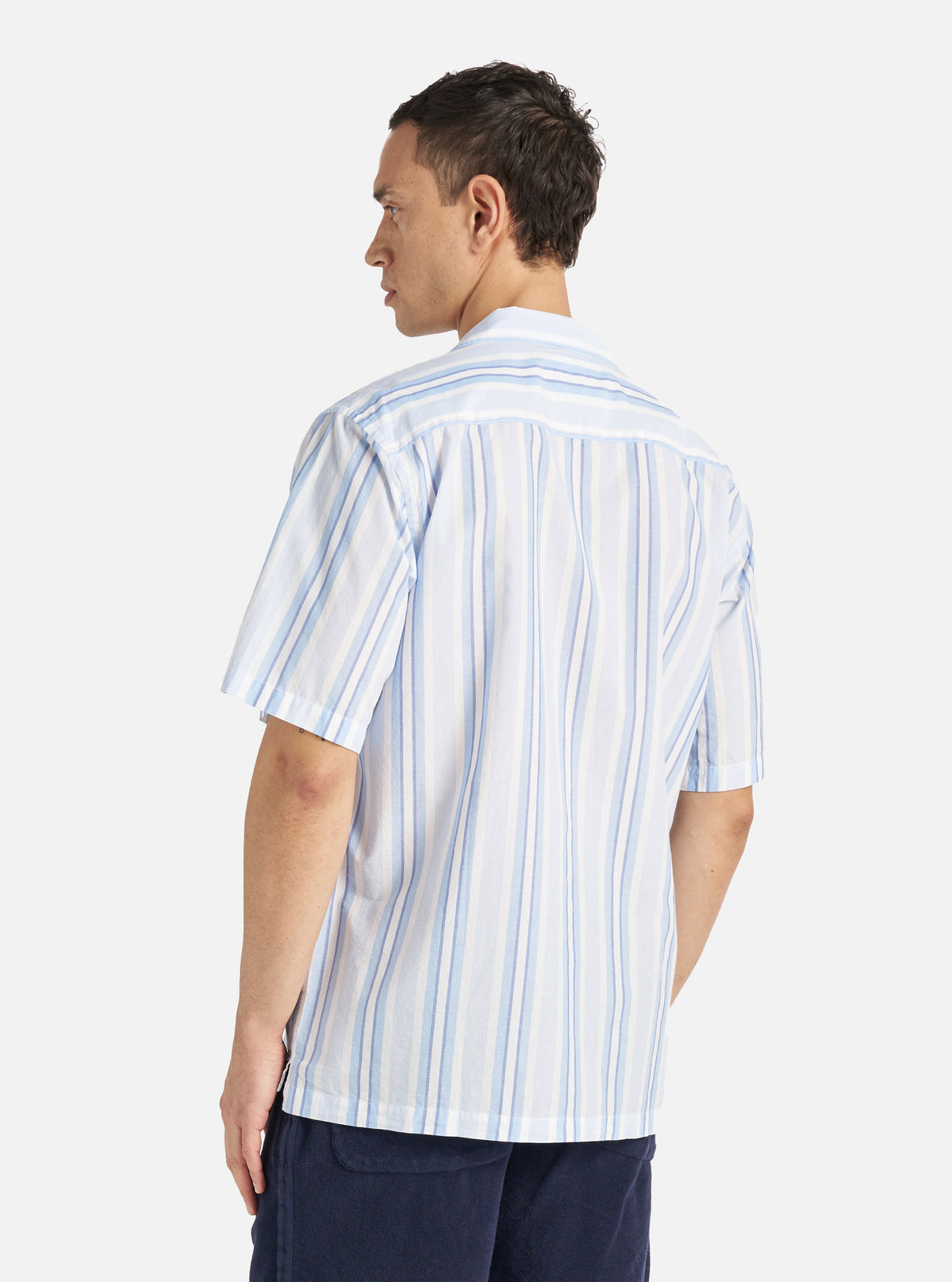 White/Blue Pop Stripe Two Camp Shirt