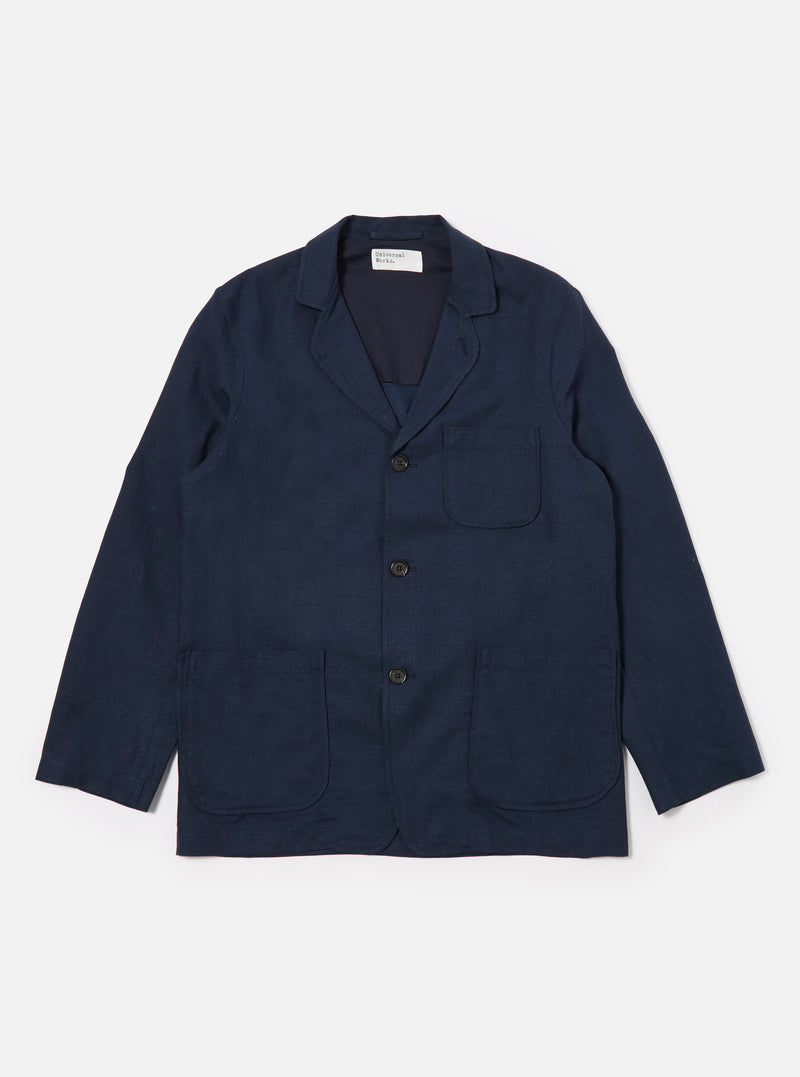 Navy Lord Cotton Linen Three Button Jacket