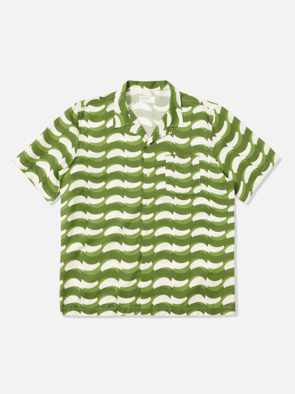 Green Geo Wave Print Cotton Road Shirt