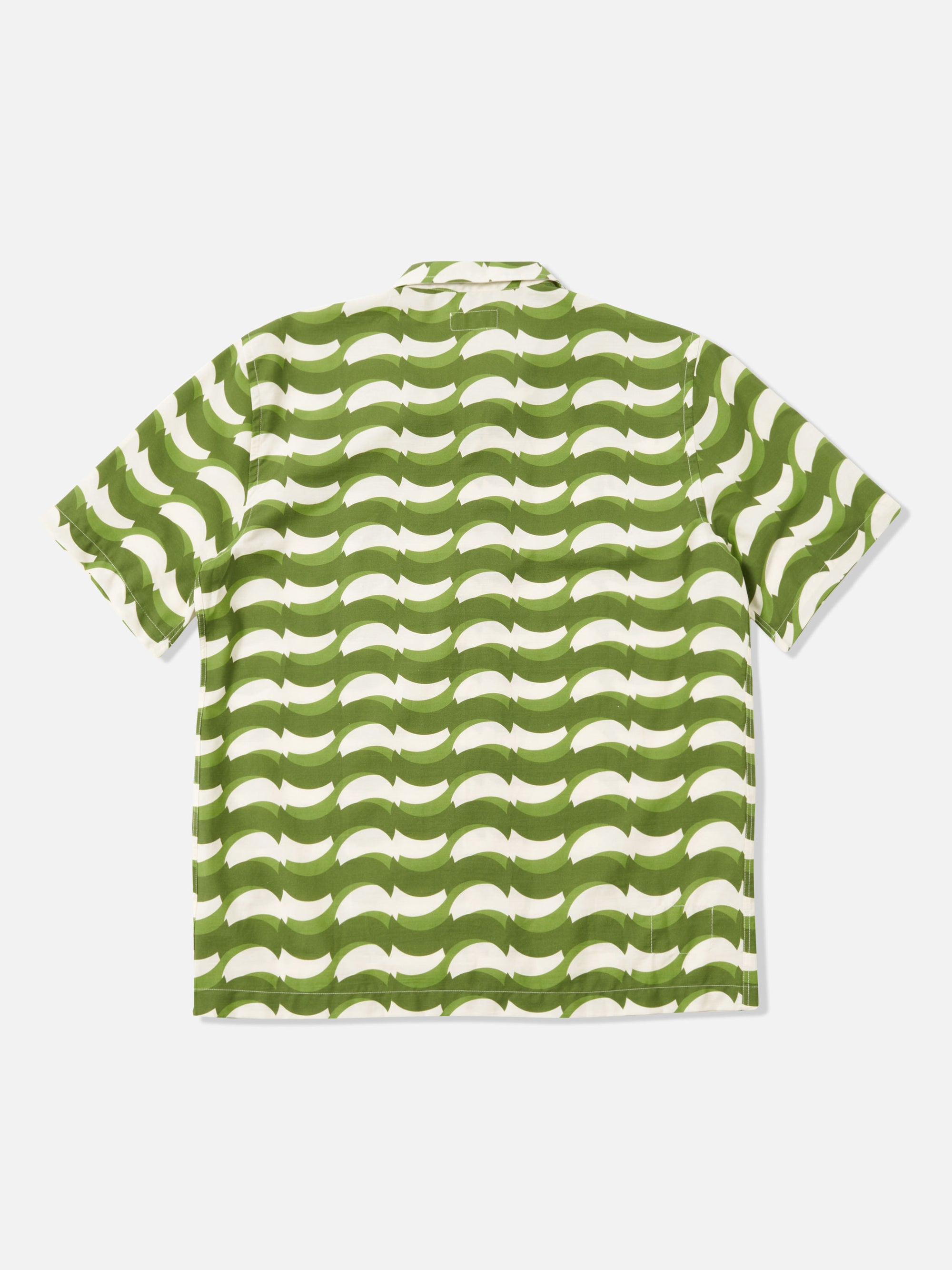 Green Geo Wave Print Cotton Road Shirt