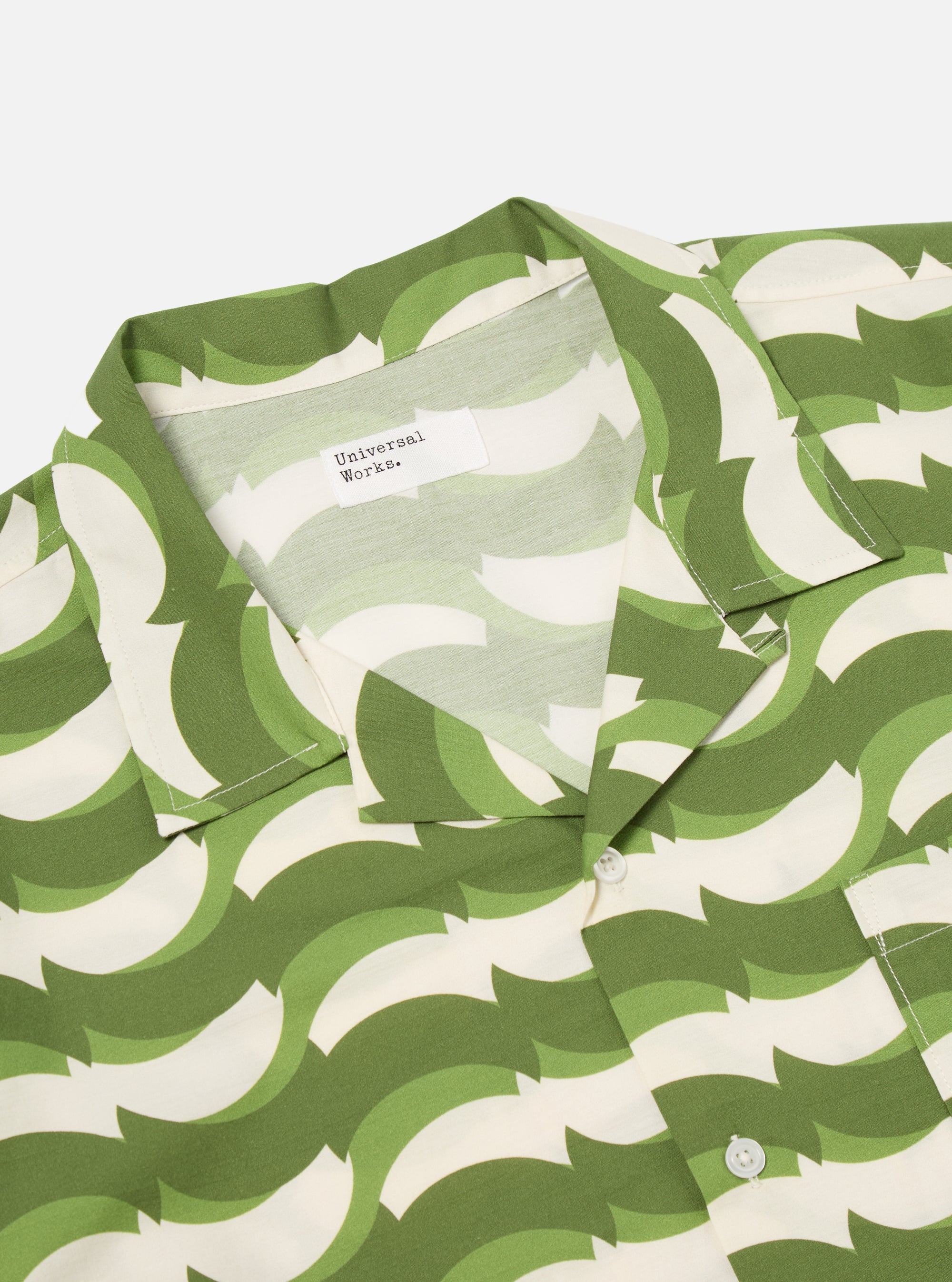 Green Geo Wave Print Cotton Road Shirt