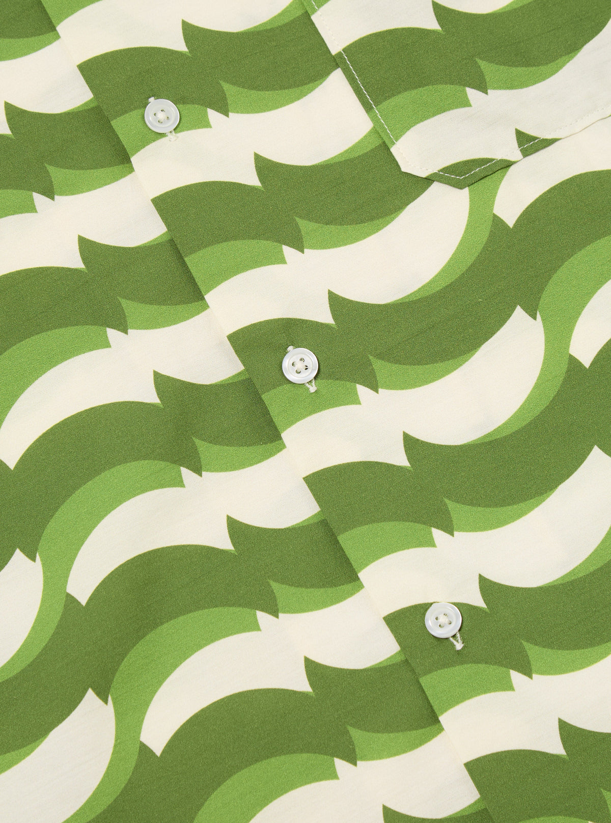 Green Geo Wave Print Cotton Road Shirt