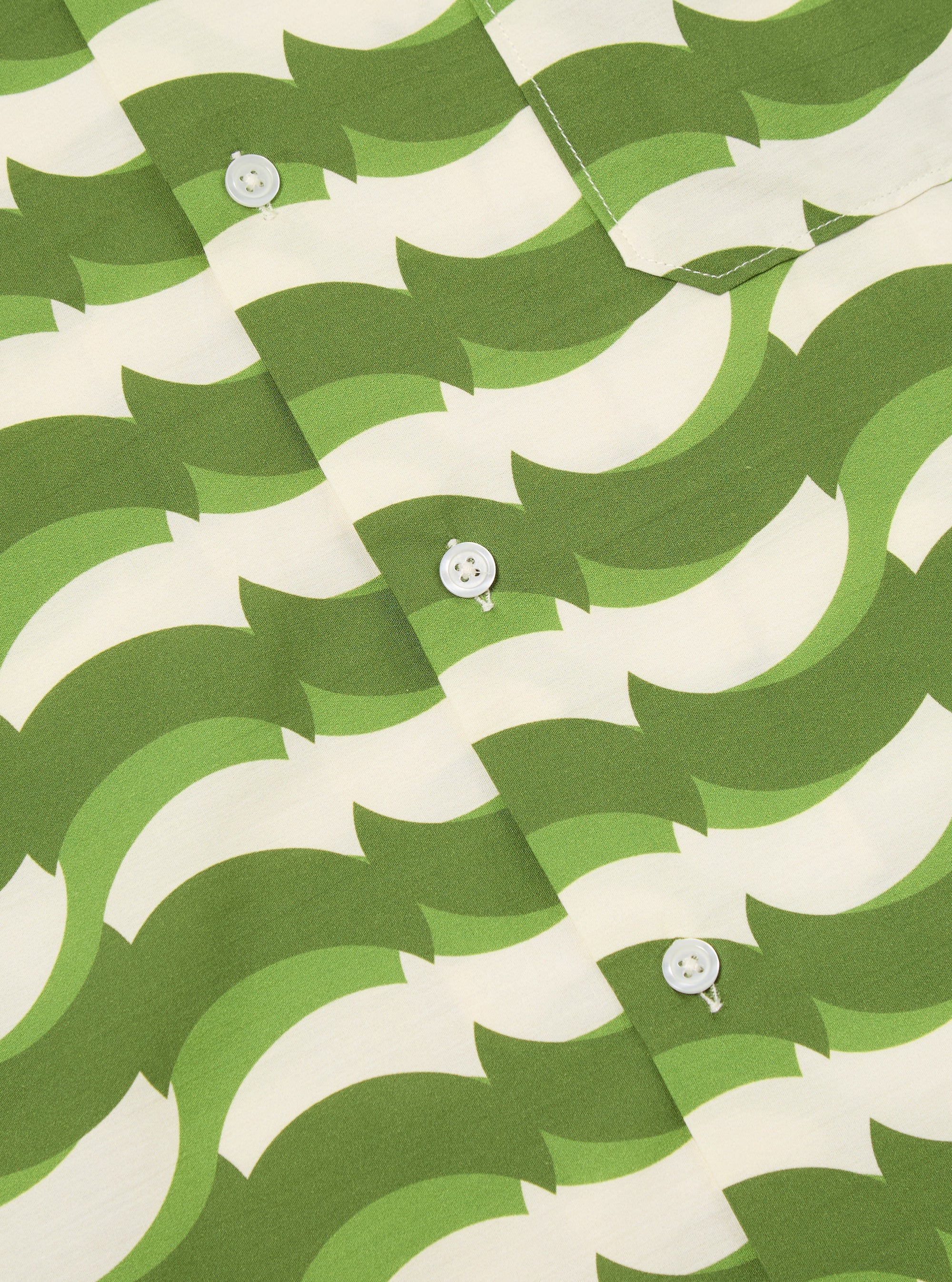 Green Geo Wave Print Cotton Road Shirt
