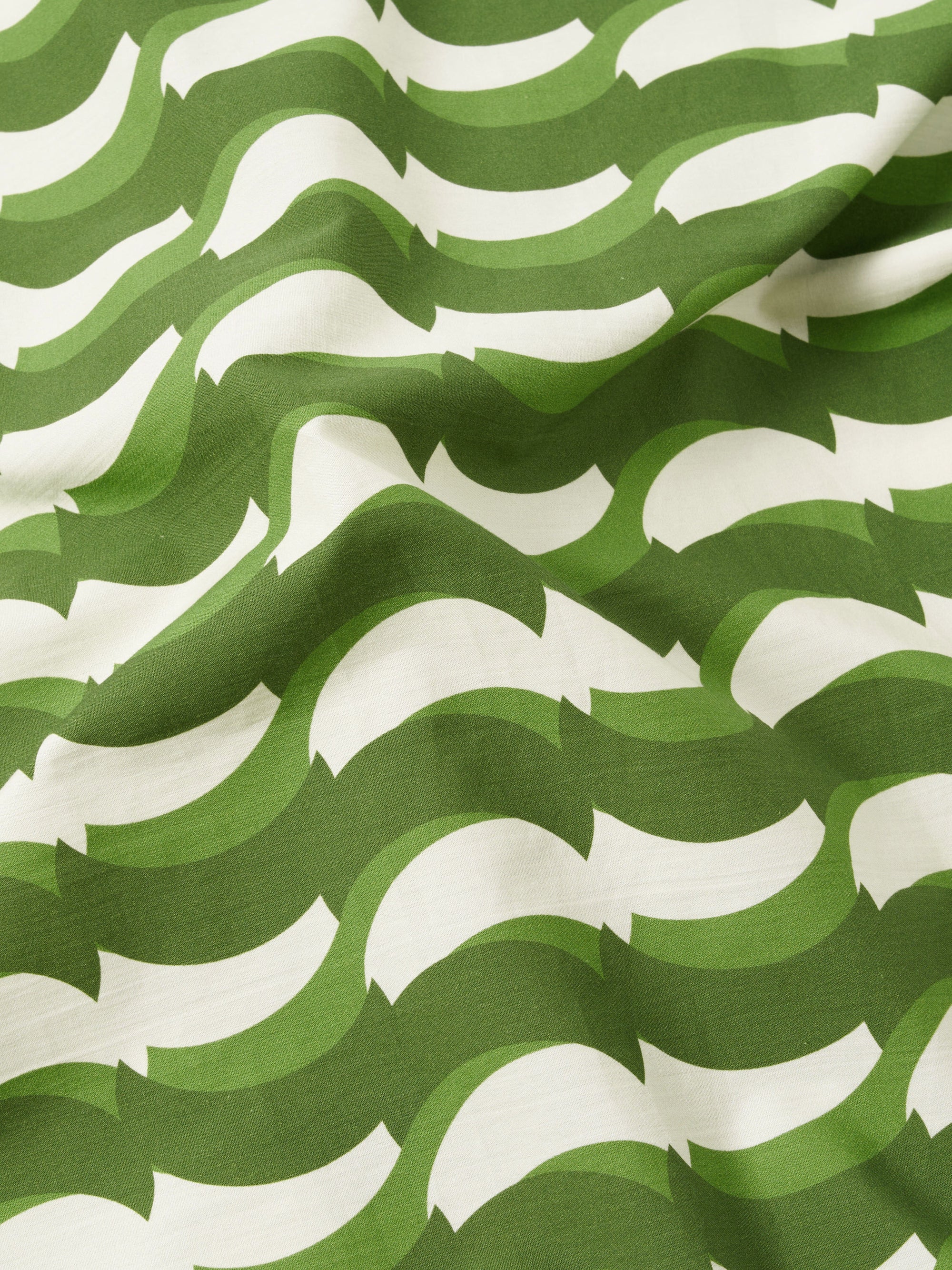 Green Geo Wave Print Cotton Road Shirt