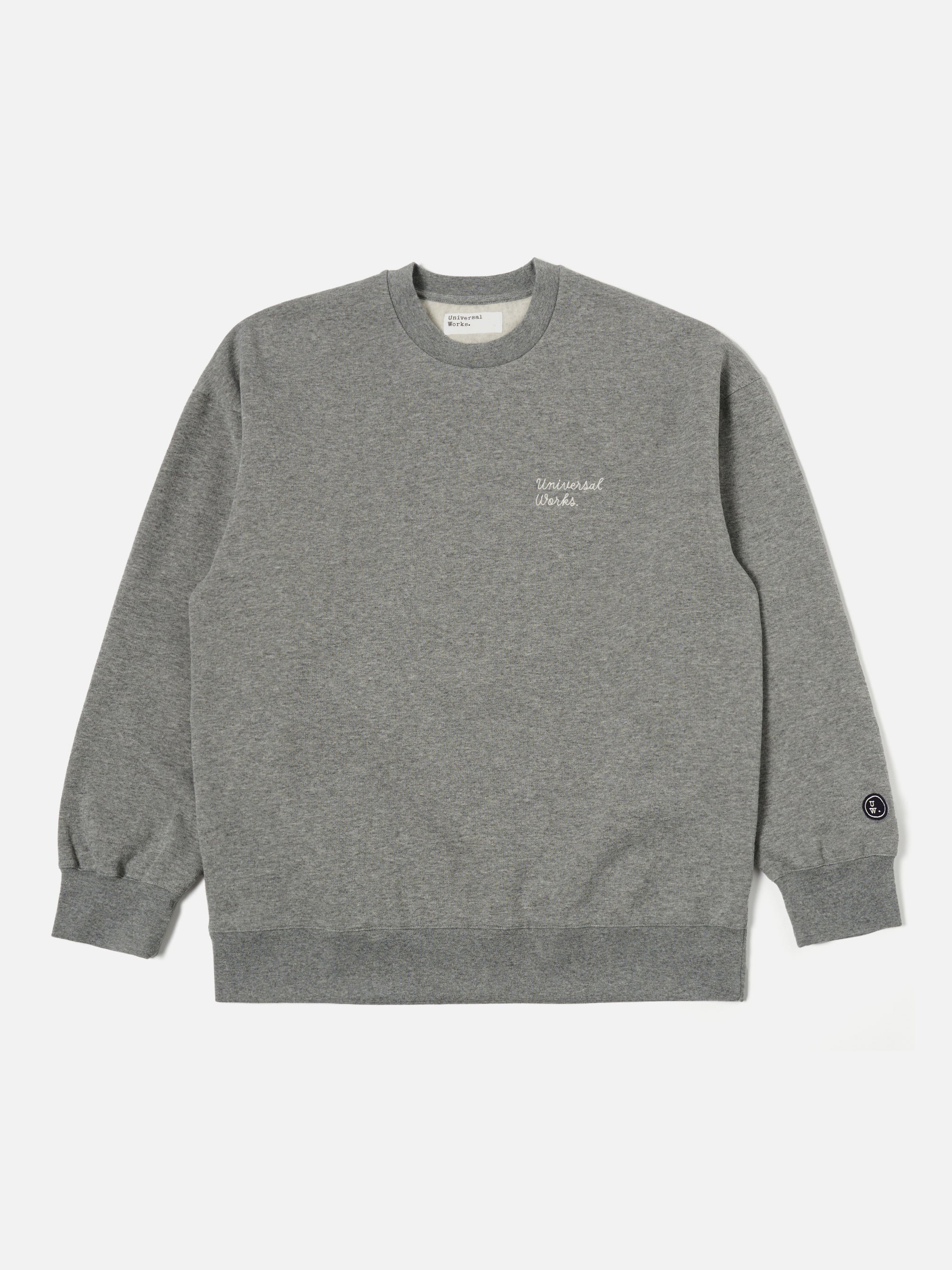Grey Marl Recycled Cotton Blend Jersey Embroidered Loose Sweatshirt