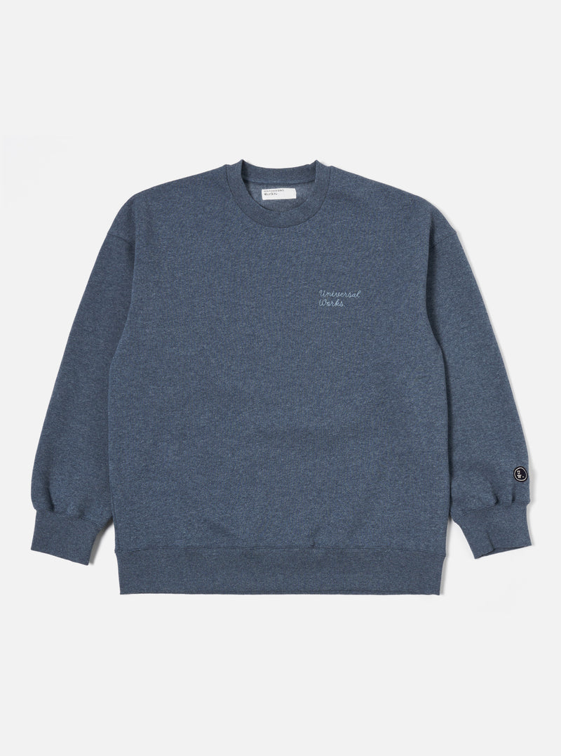 Navy Recycled Cotton Blend Jersey Embroidered Loose Sweatshirt