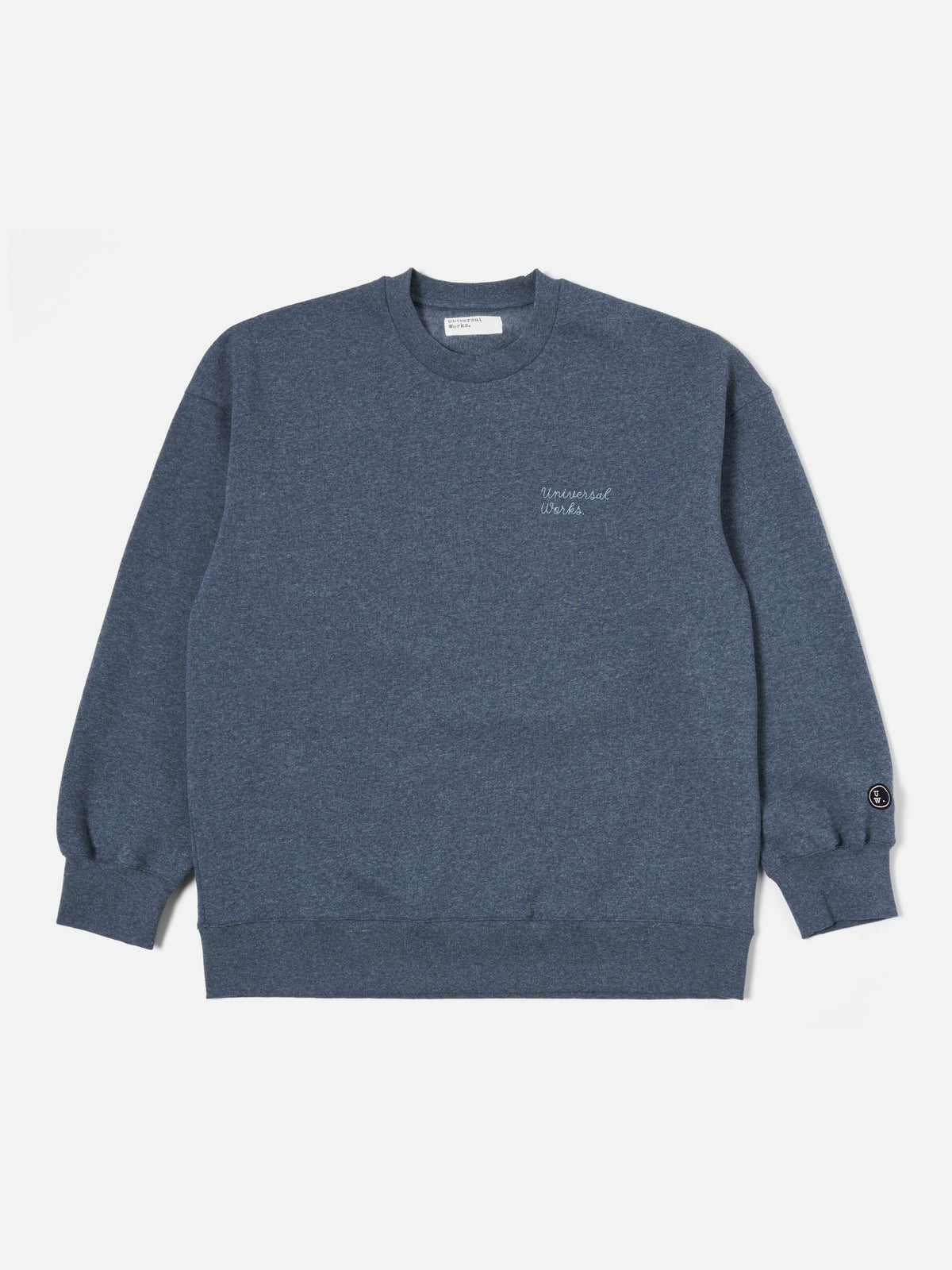 Navy Recycled Cotton Blend Jersey Embroidered Loose Sweatshirt