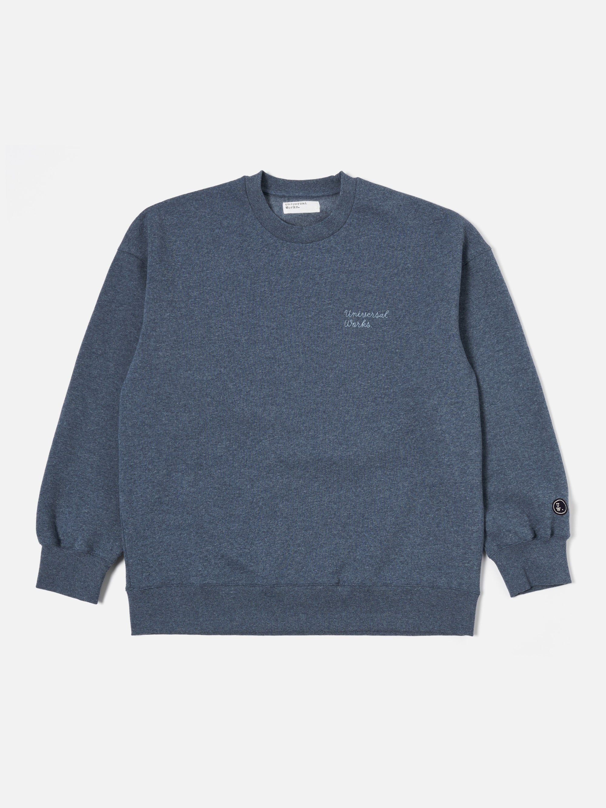 Navy Recycled Cotton Blend Jersey Embroidered Loose Sweatshirt
