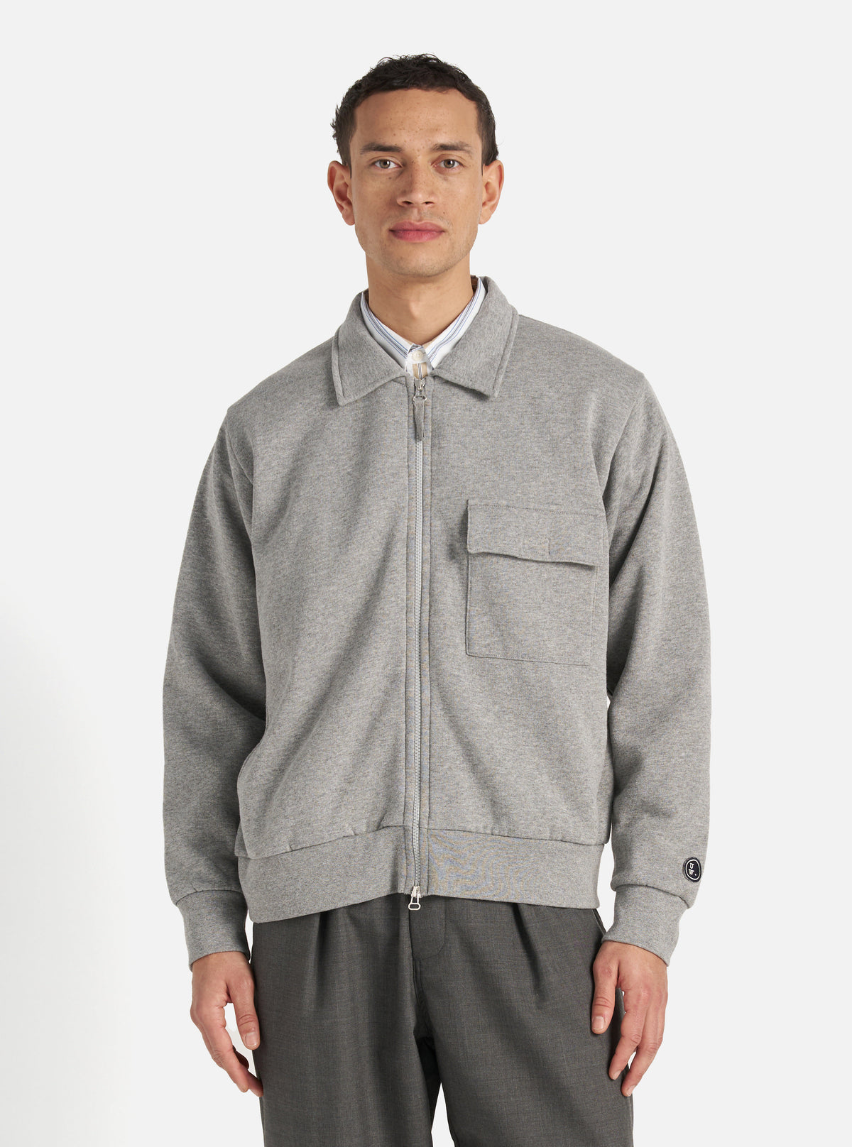 Grey Marl Recycled Cotton Blend Jersey Tyler Jacket