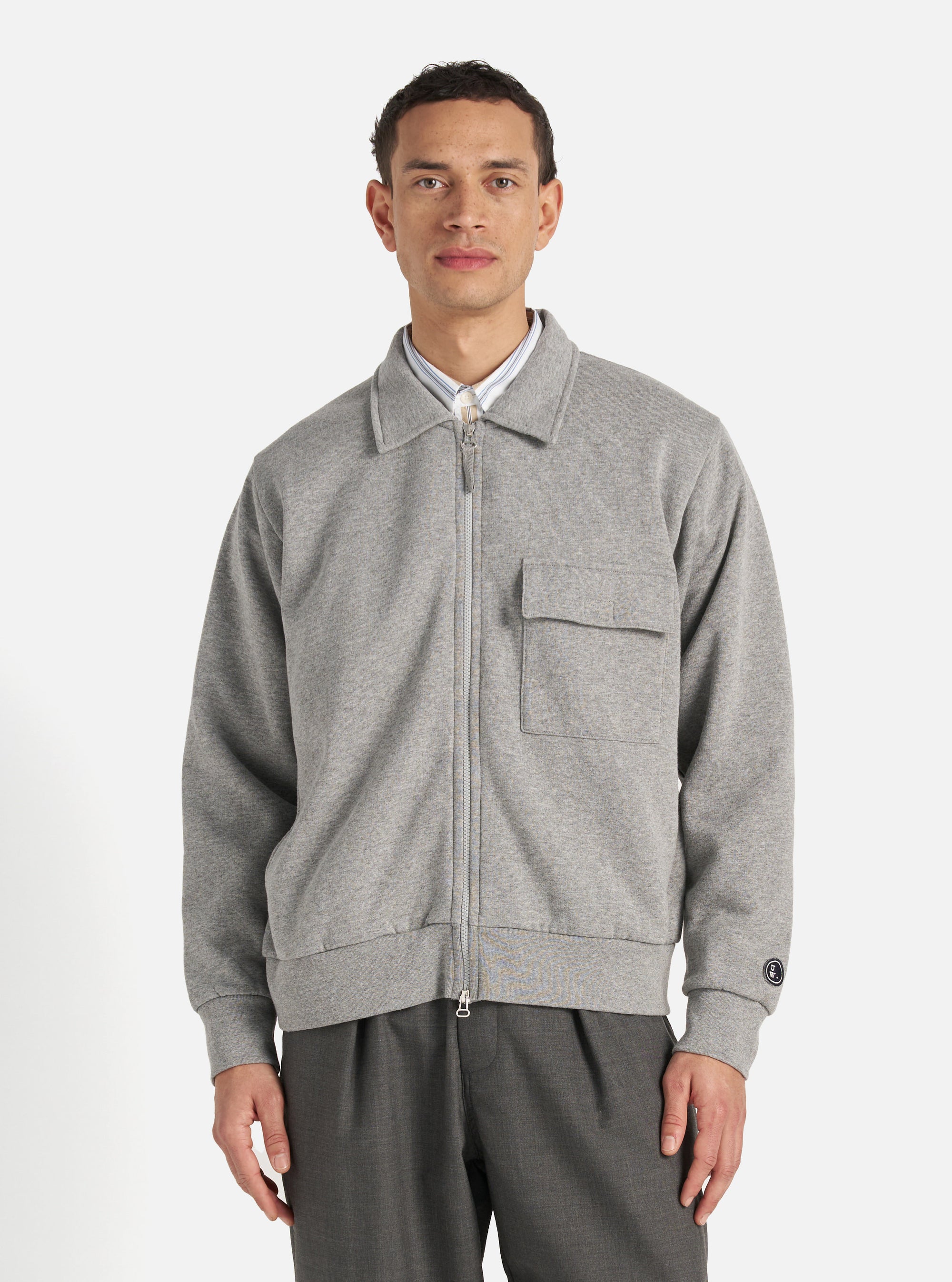 Grey Marl Recycled Cotton Blend Jersey Tyler Jacket