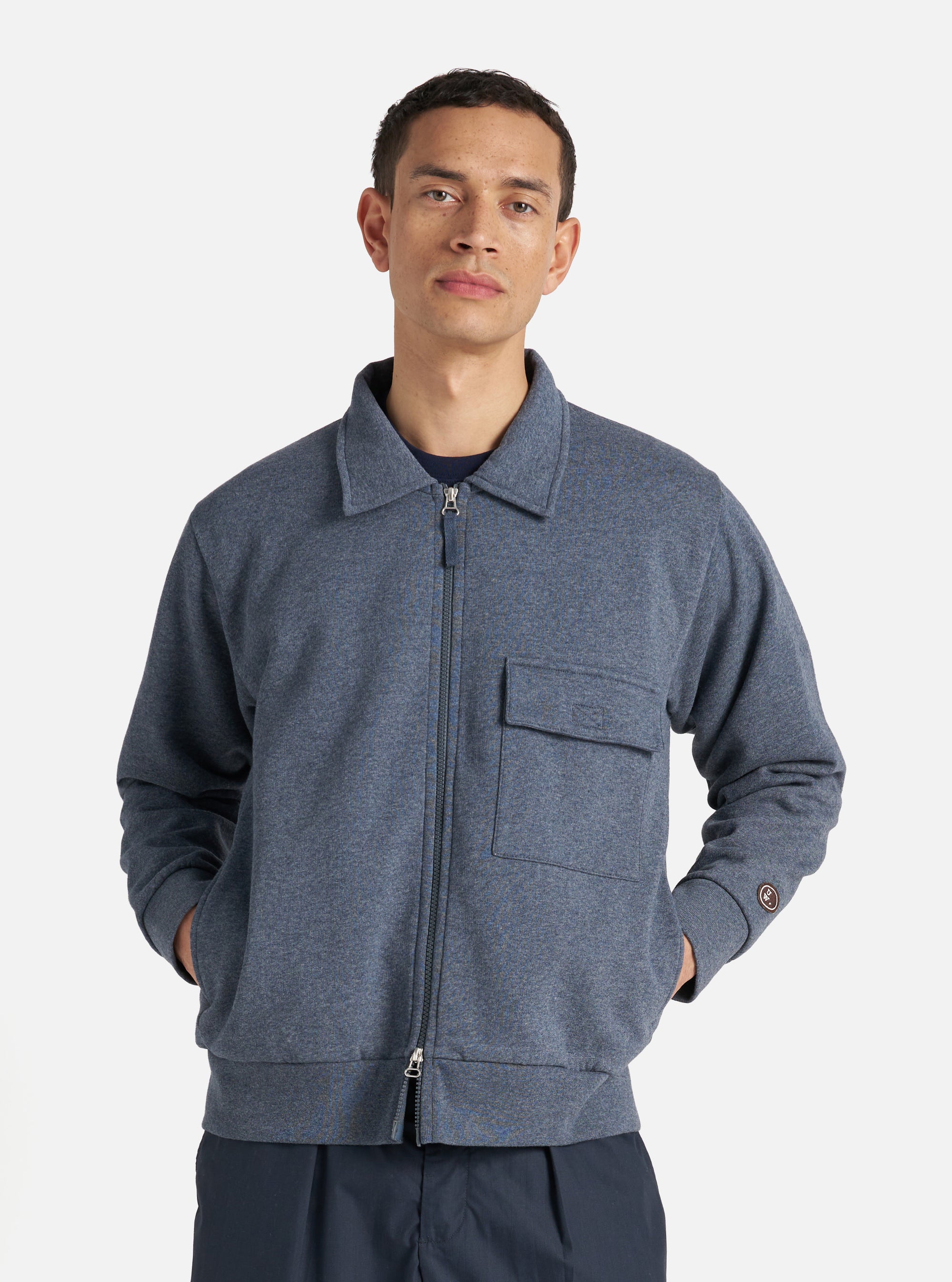 Navy Recycled Cotton Blend Jersey Tyler Jacket