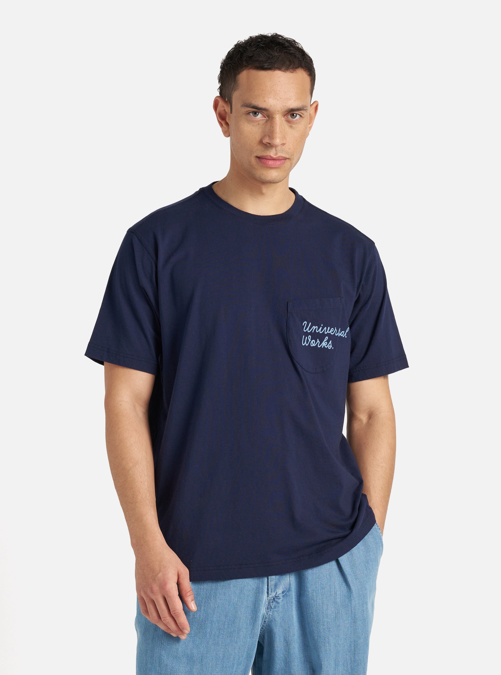 Bright Navy Organic Jersey Print Pocket Tee