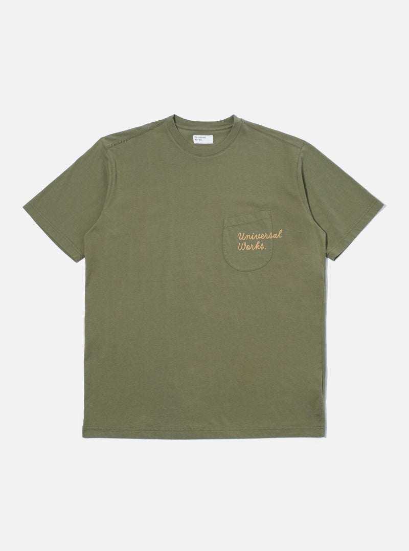 Olive Organic Jersey Print Pocket Tee