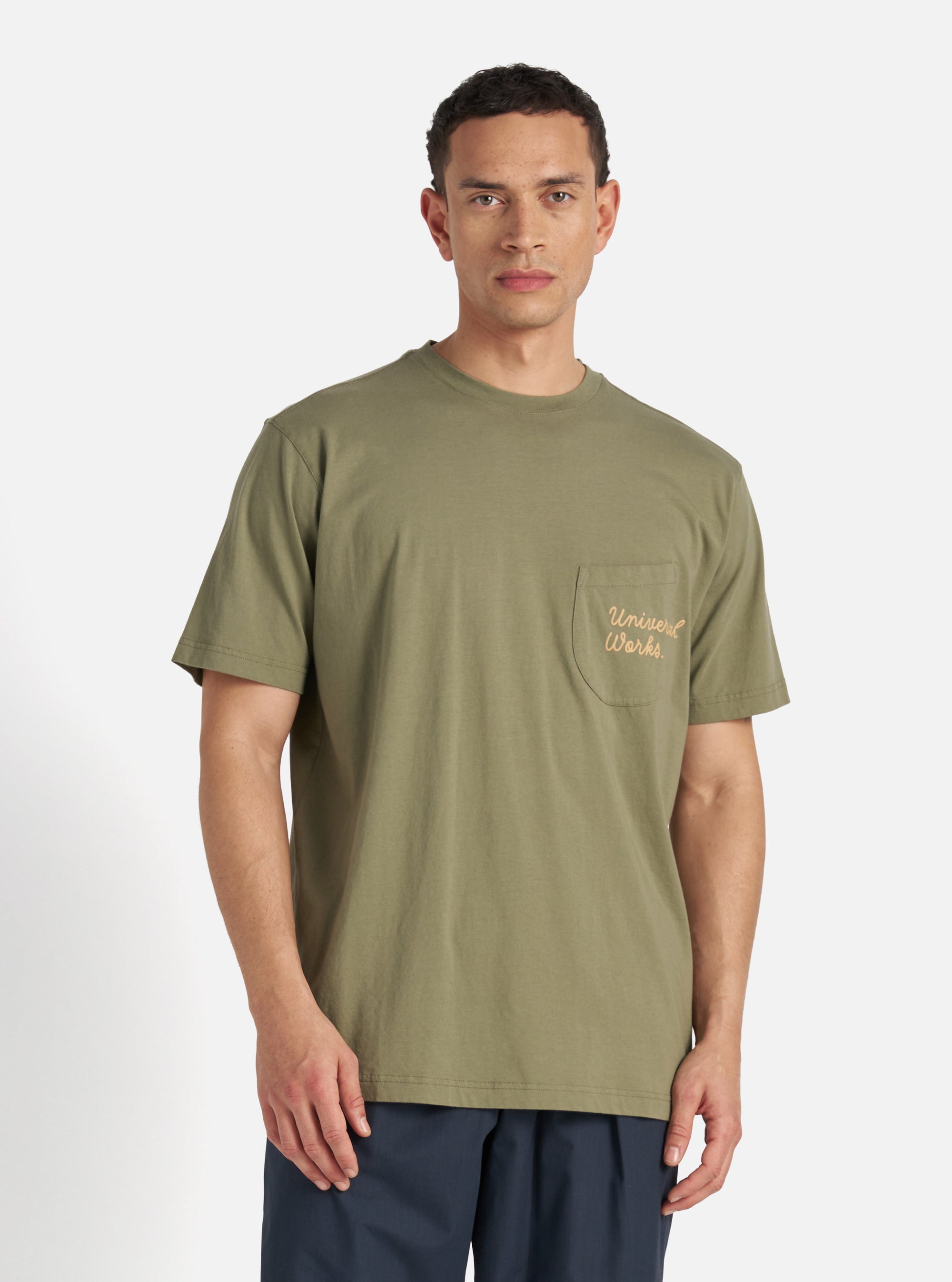 Olive Organic Jersey Print Pocket Tee