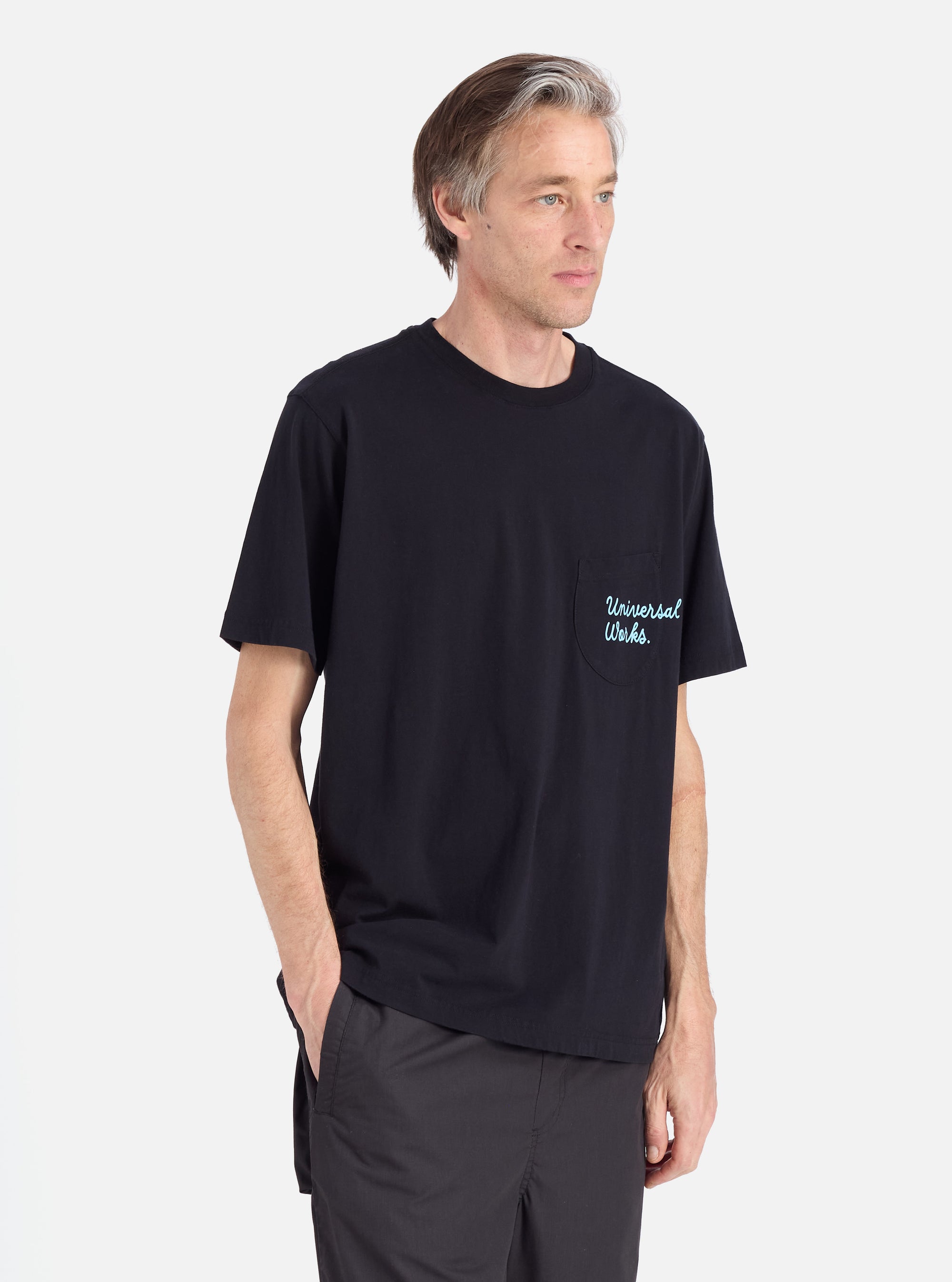 Black Organic Jersey Print Pocket Tee