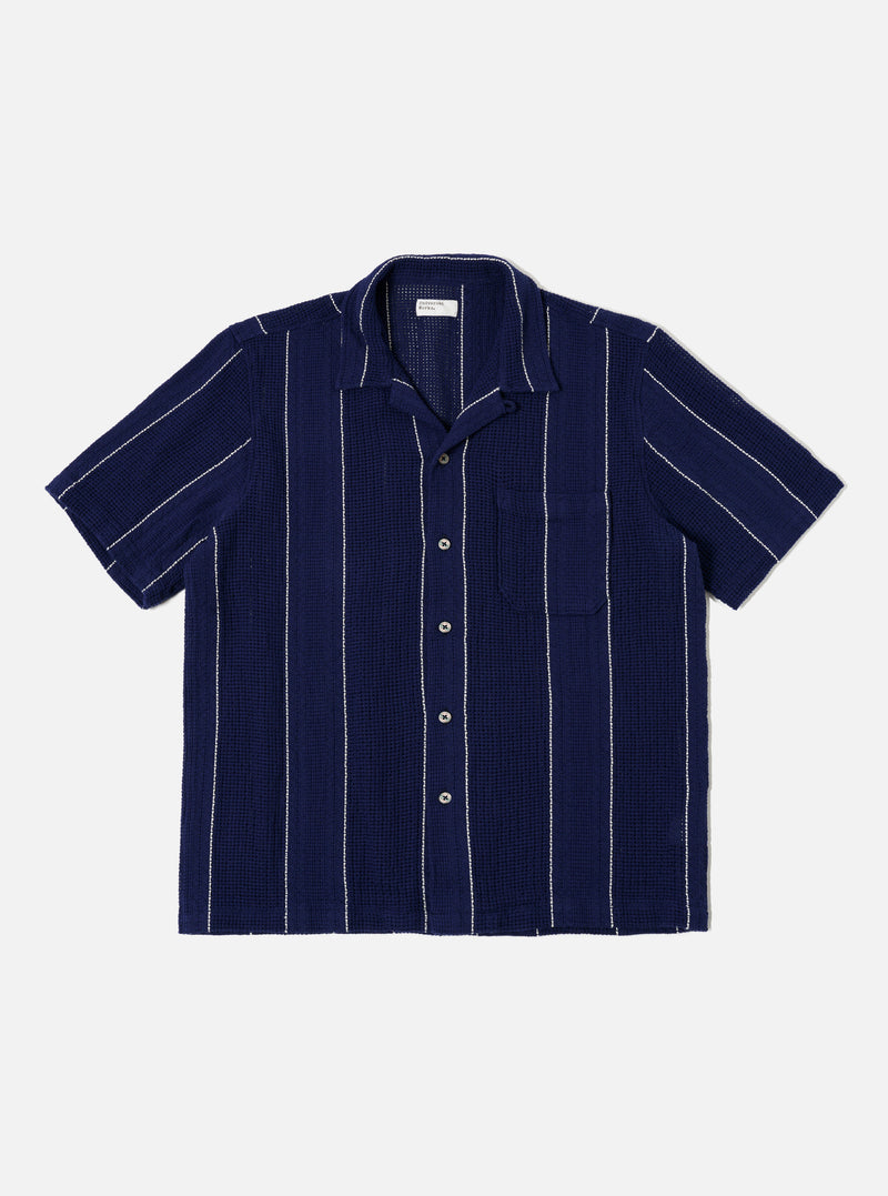 Navy Reef Stripe Cotton Road Shirt
