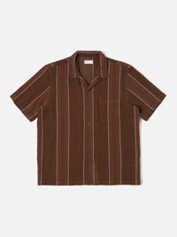 Brown Reef Stripe Cotton Road Shirt