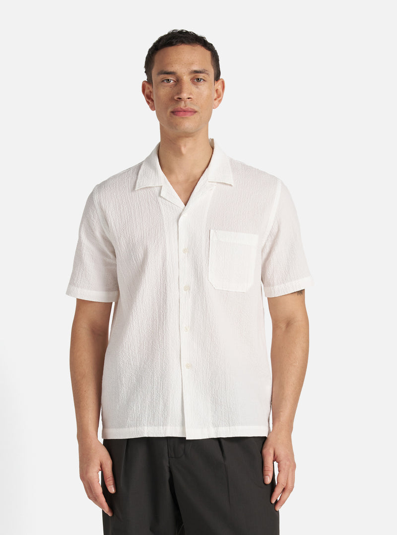 White Seersucker Road Shirt