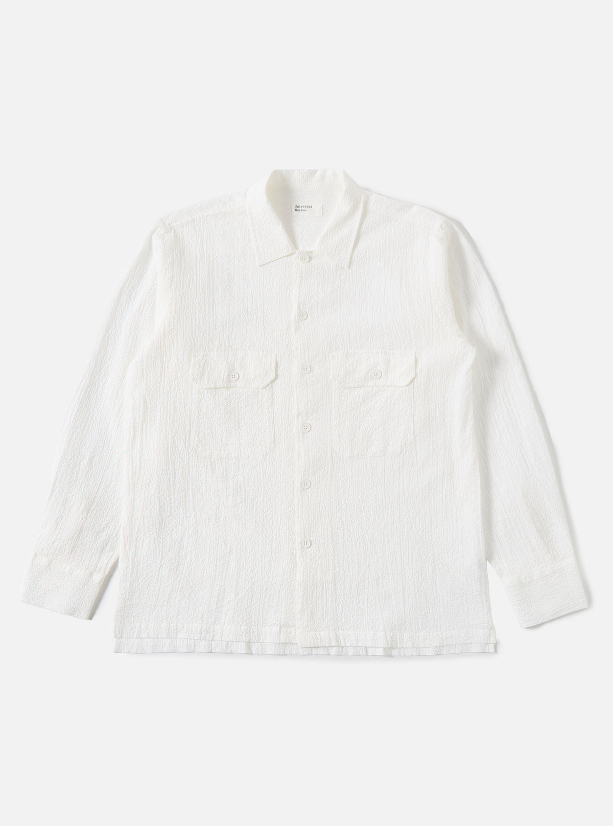 White Seersucker L/S Utility Shirt