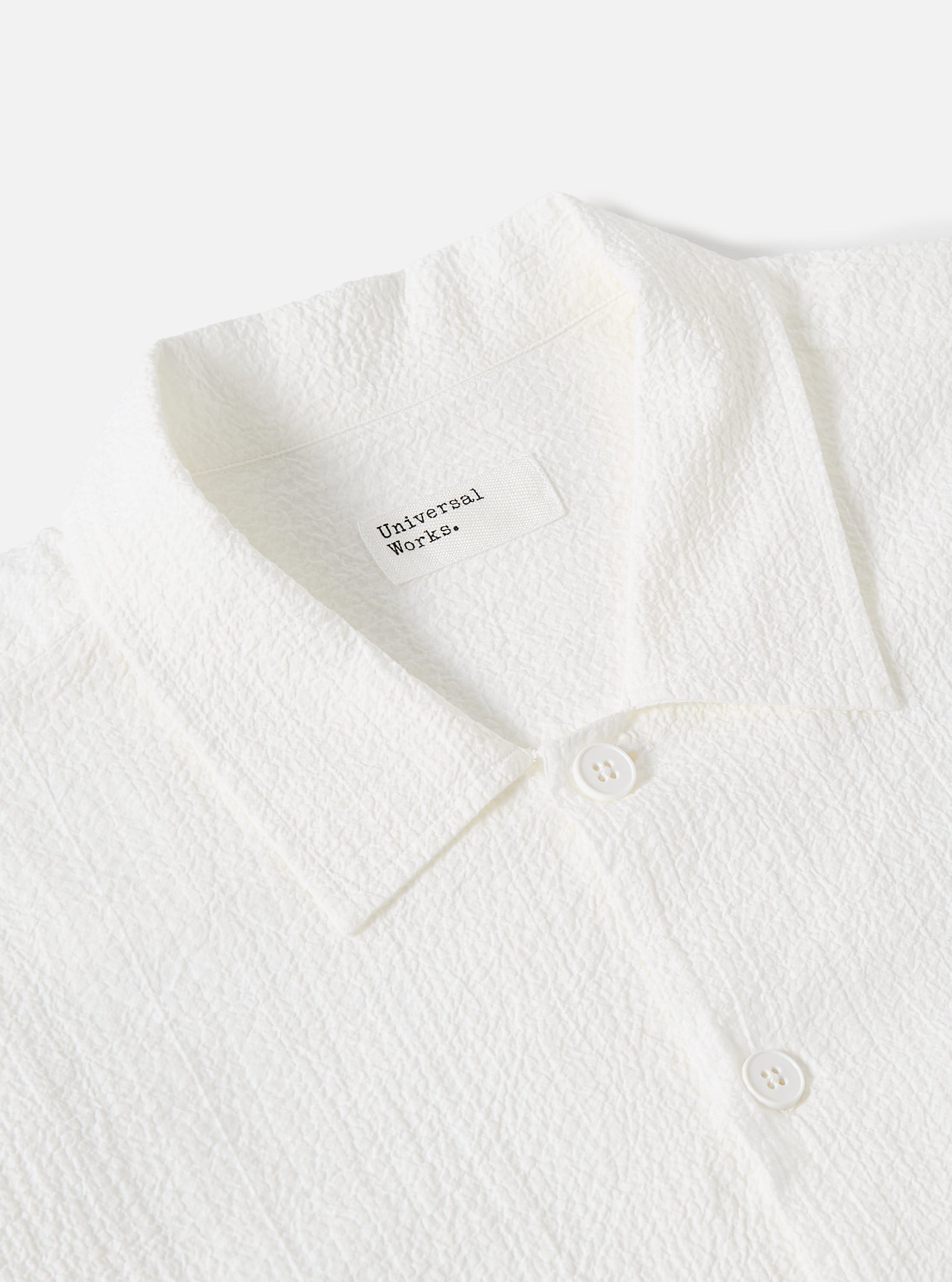 White Seersucker L/S Utility Shirt