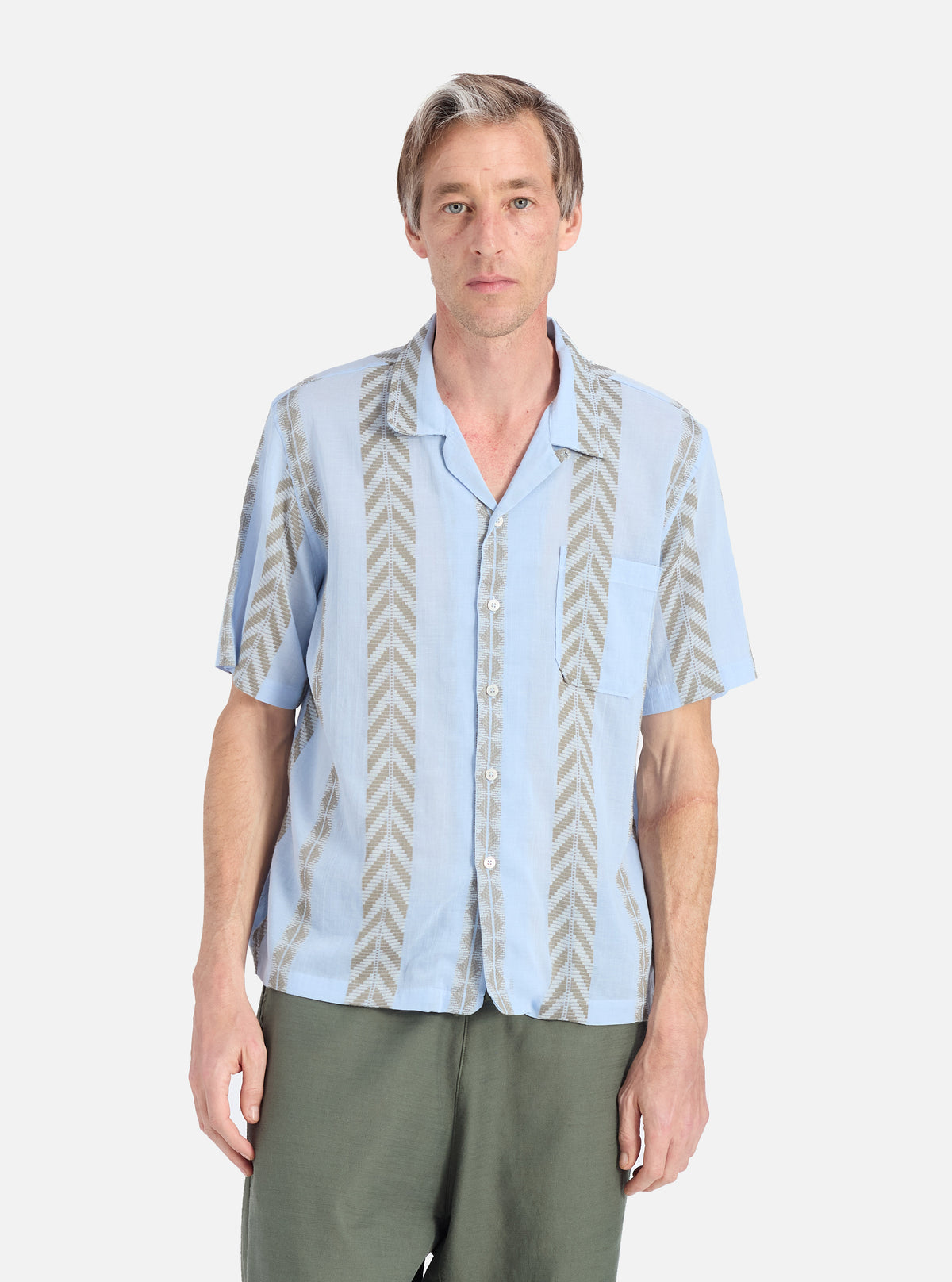 Pale Blue Hendrix Beach Stripe Road Shirt