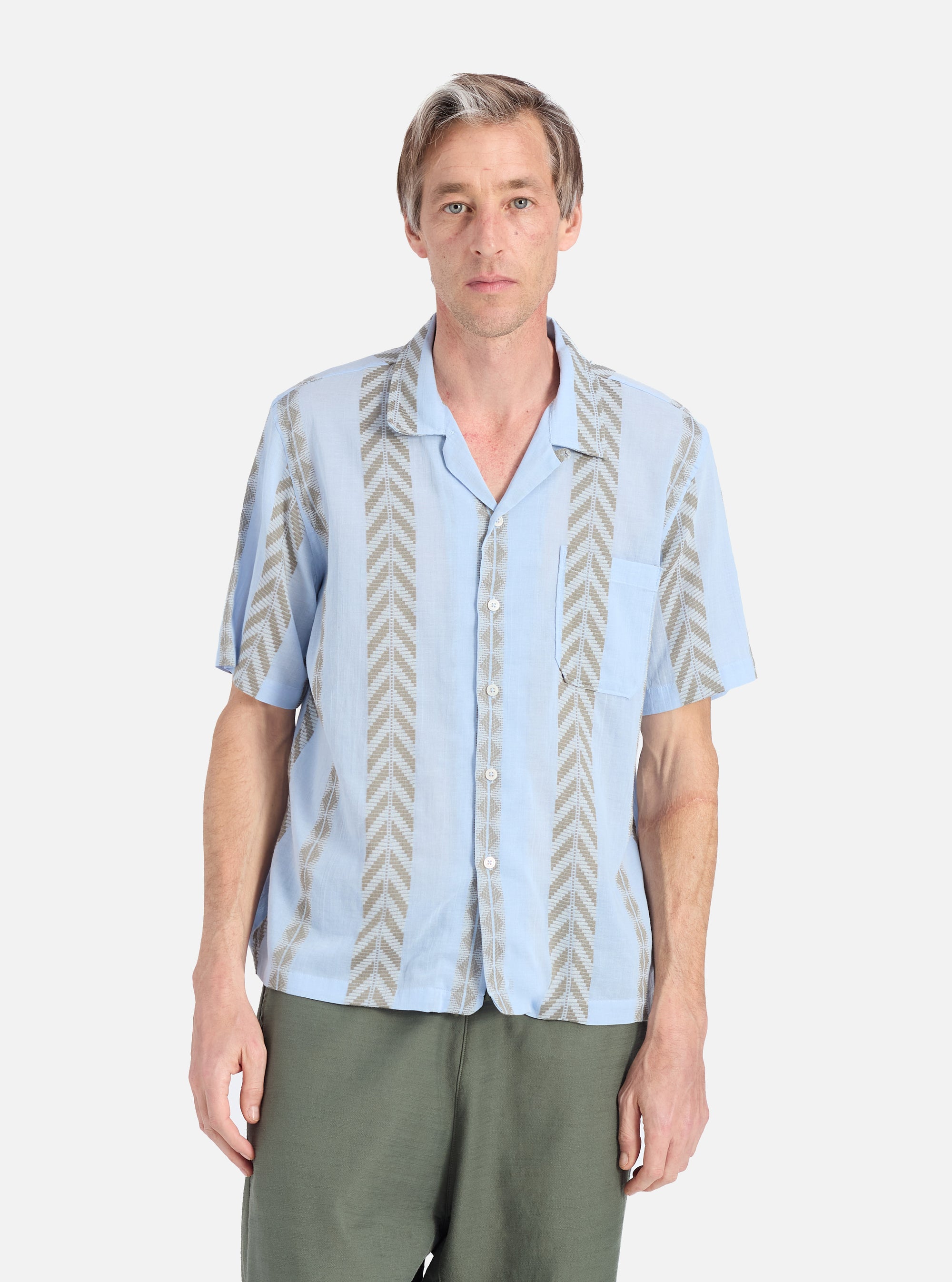 Pale Blue Hendrix Beach Stripe Road Shirt