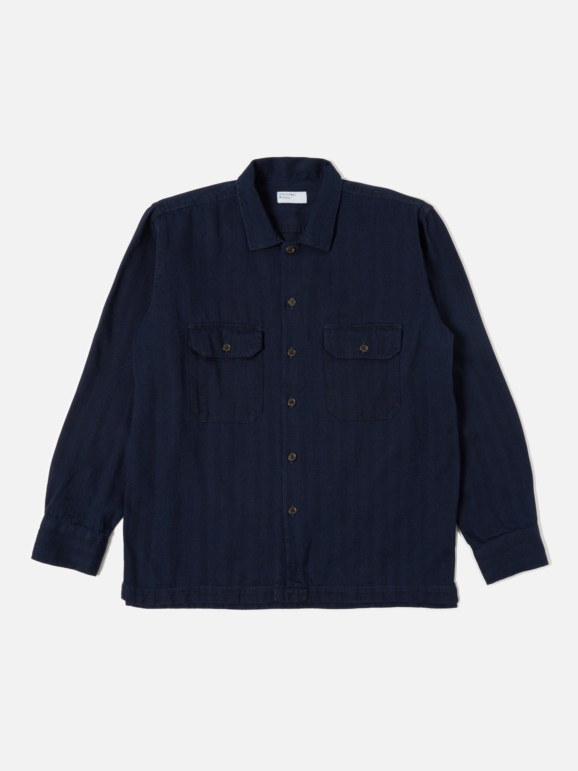 Indigo Herringbone Denim L/S Utility Shirt